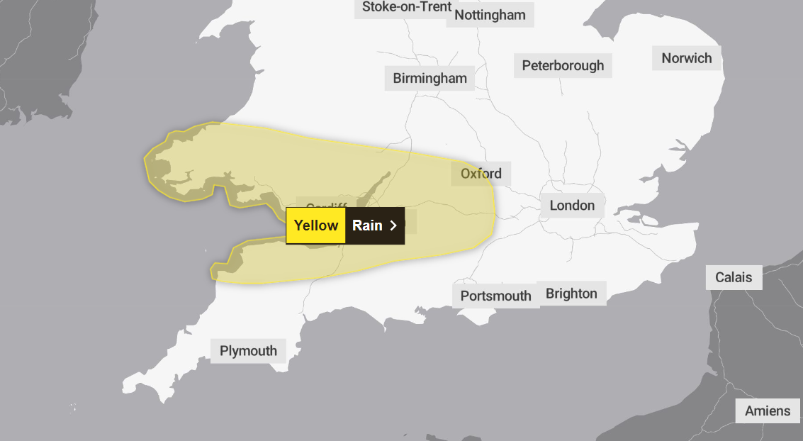 The weather map no longer covers south east England