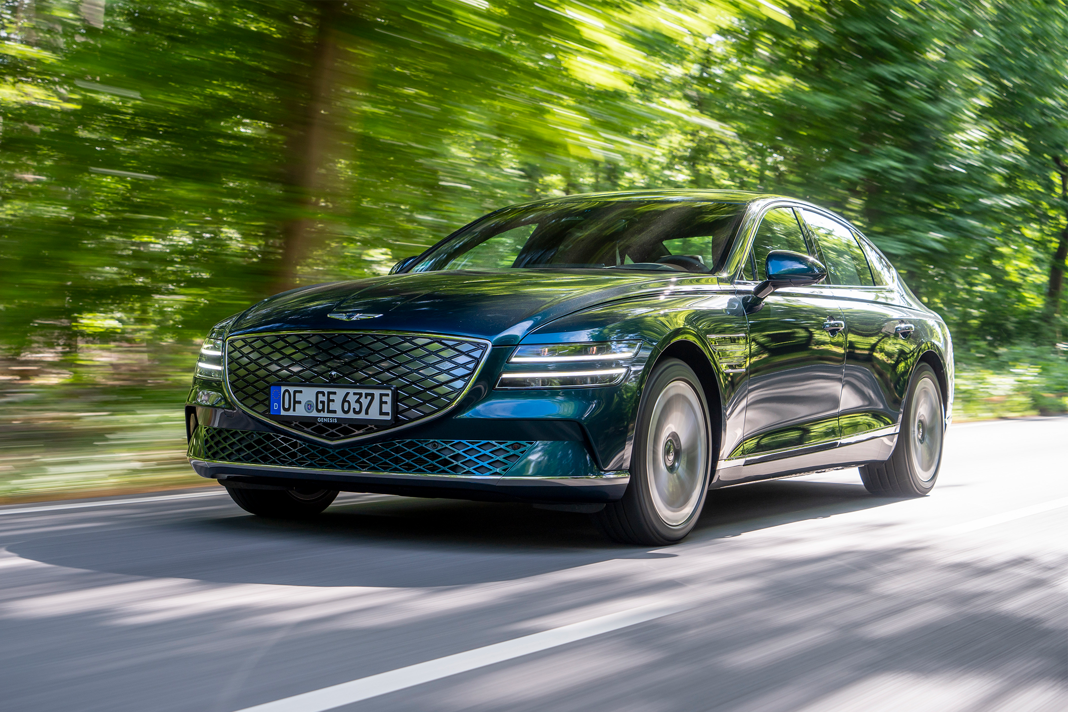 The Genesis G80 electric car is a traditional luxury saloon