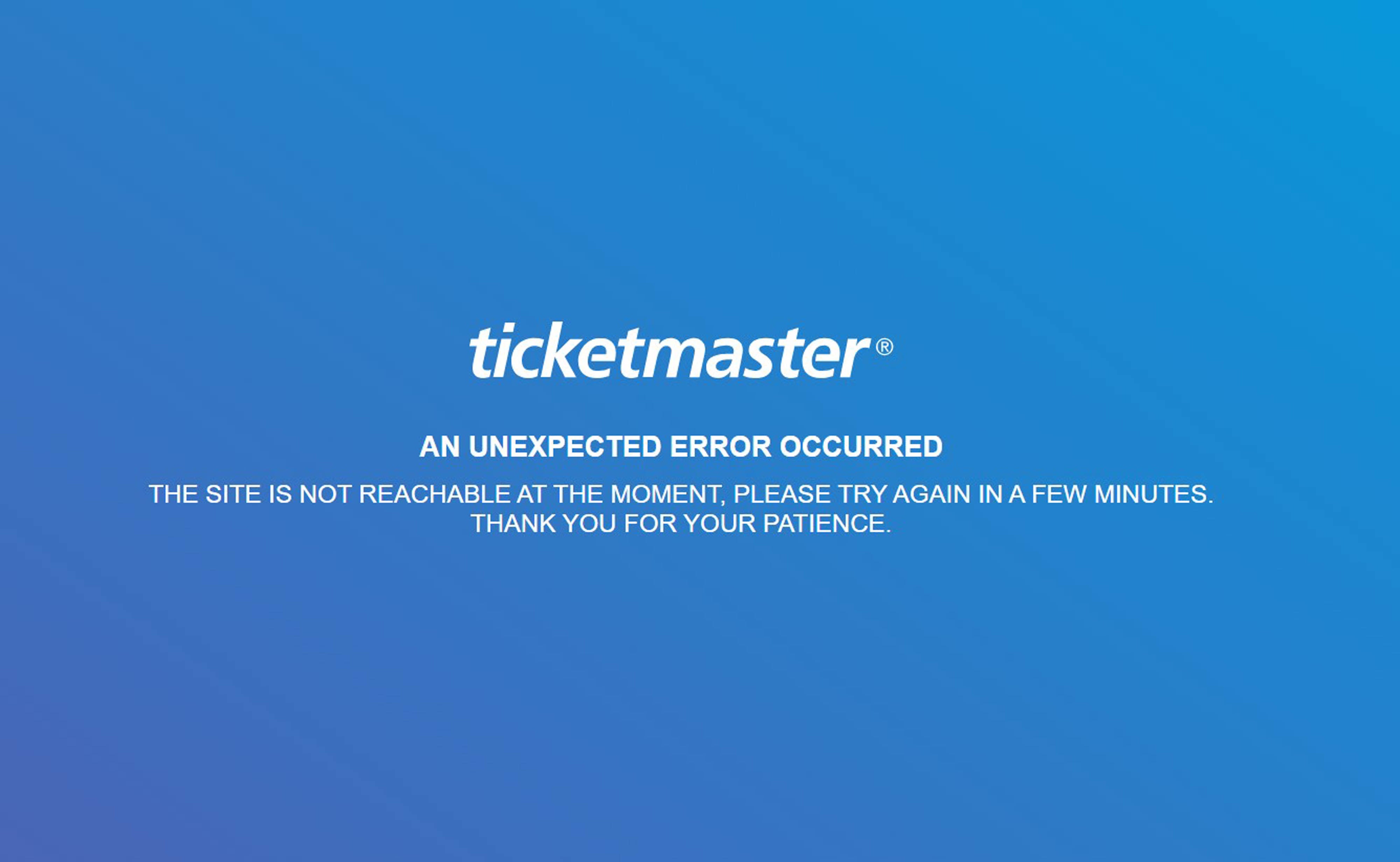 A screengrab from the Ticketmaster website showing an error message (PA)