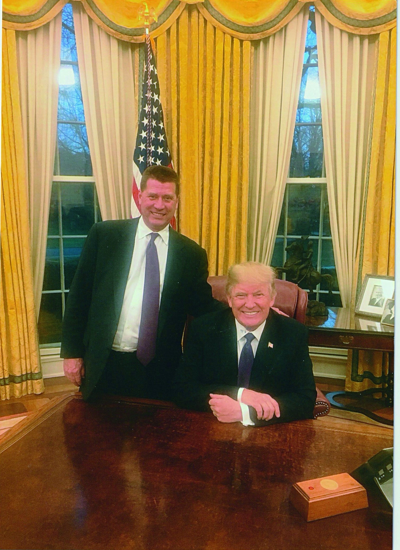 Fred poses with his uncle in the Oval Office and tells Americans who believe the President has been badly treated or portrayed by the media: ‘You don’t know him like I do’