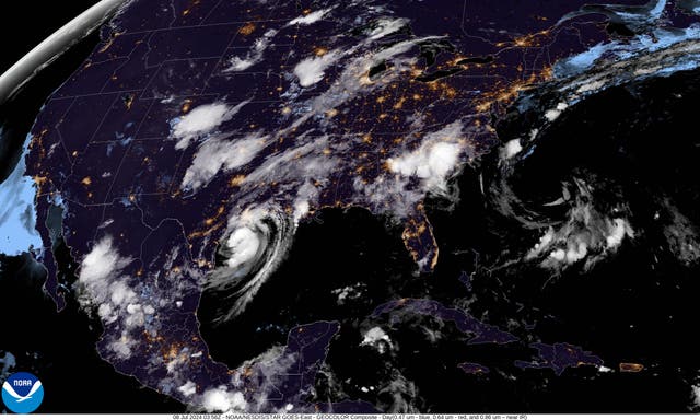 <p>A satellite image of Hurricane Beryl as it approaches the Texas coast on July 7. Beryl, the first major hurricane of the 2024 season, became the earliest Category 5 hurricane observed in the Atlantic. </p>