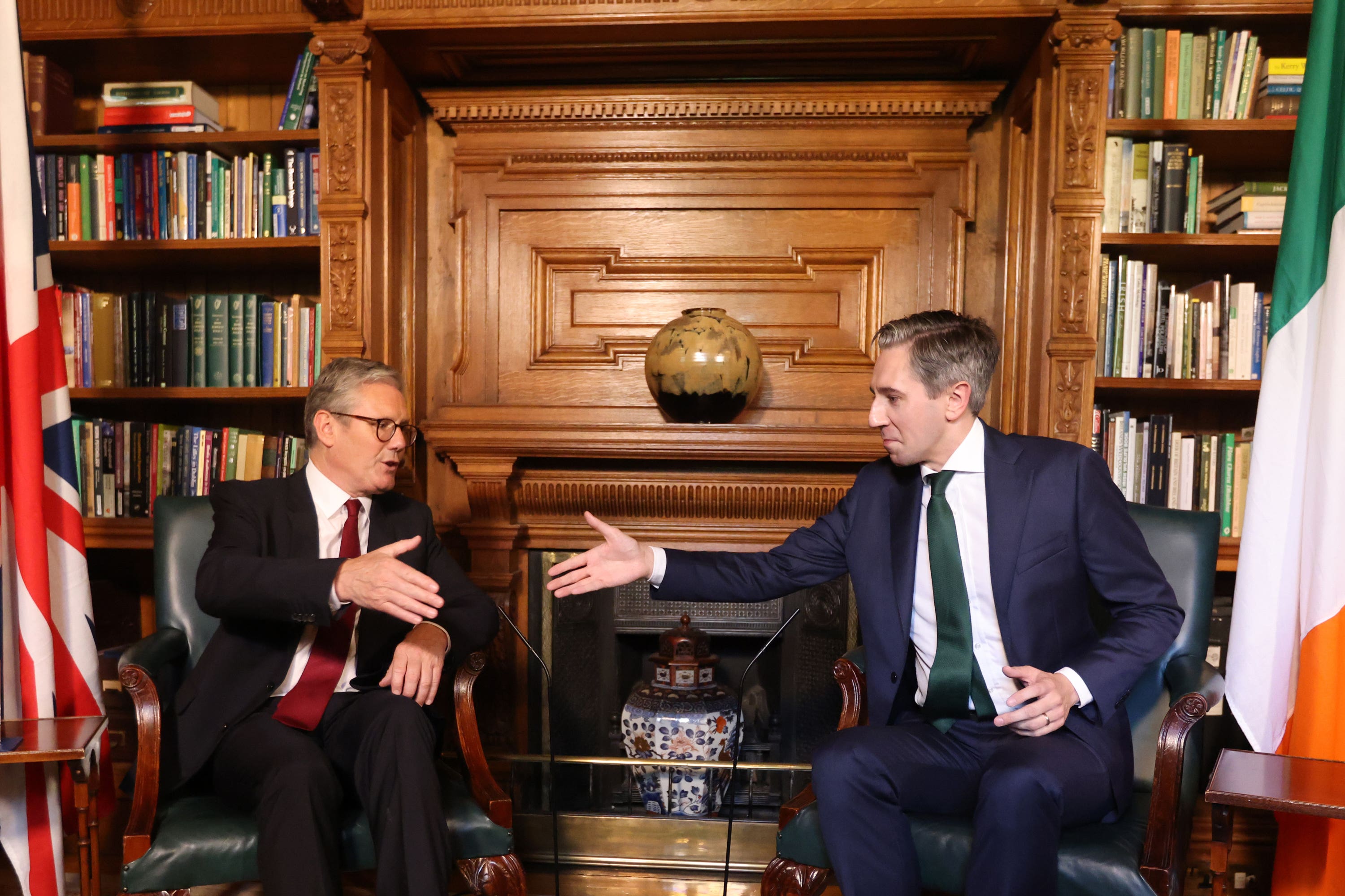 Prime Minister Sir Keir Starmer and Taoiseach Simon Harris at Farmleigh House (Peter Morrison/PA)