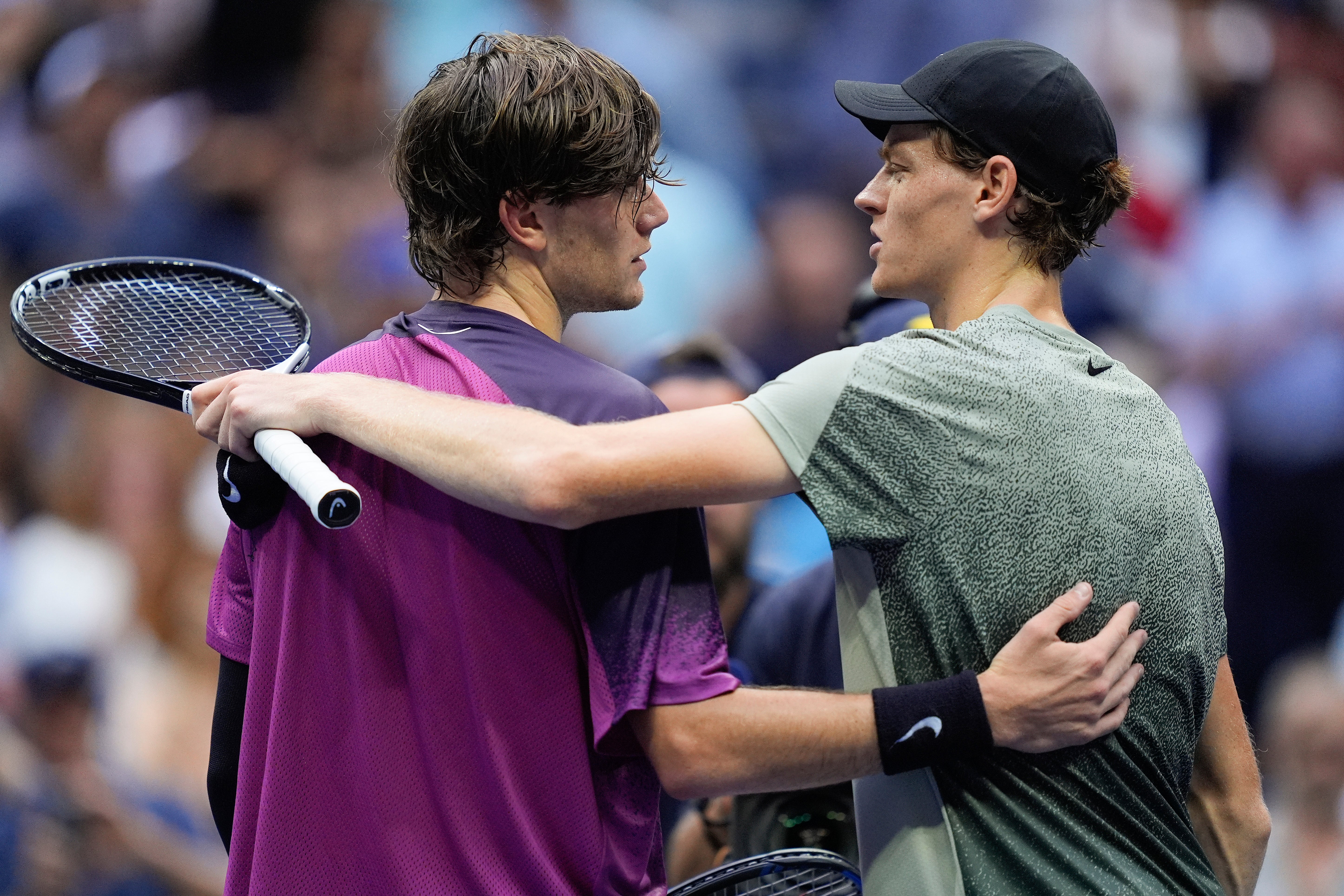 Jannik Sinner, right, says Draper will win major titles in the future (Julia Nikhinson/AP)