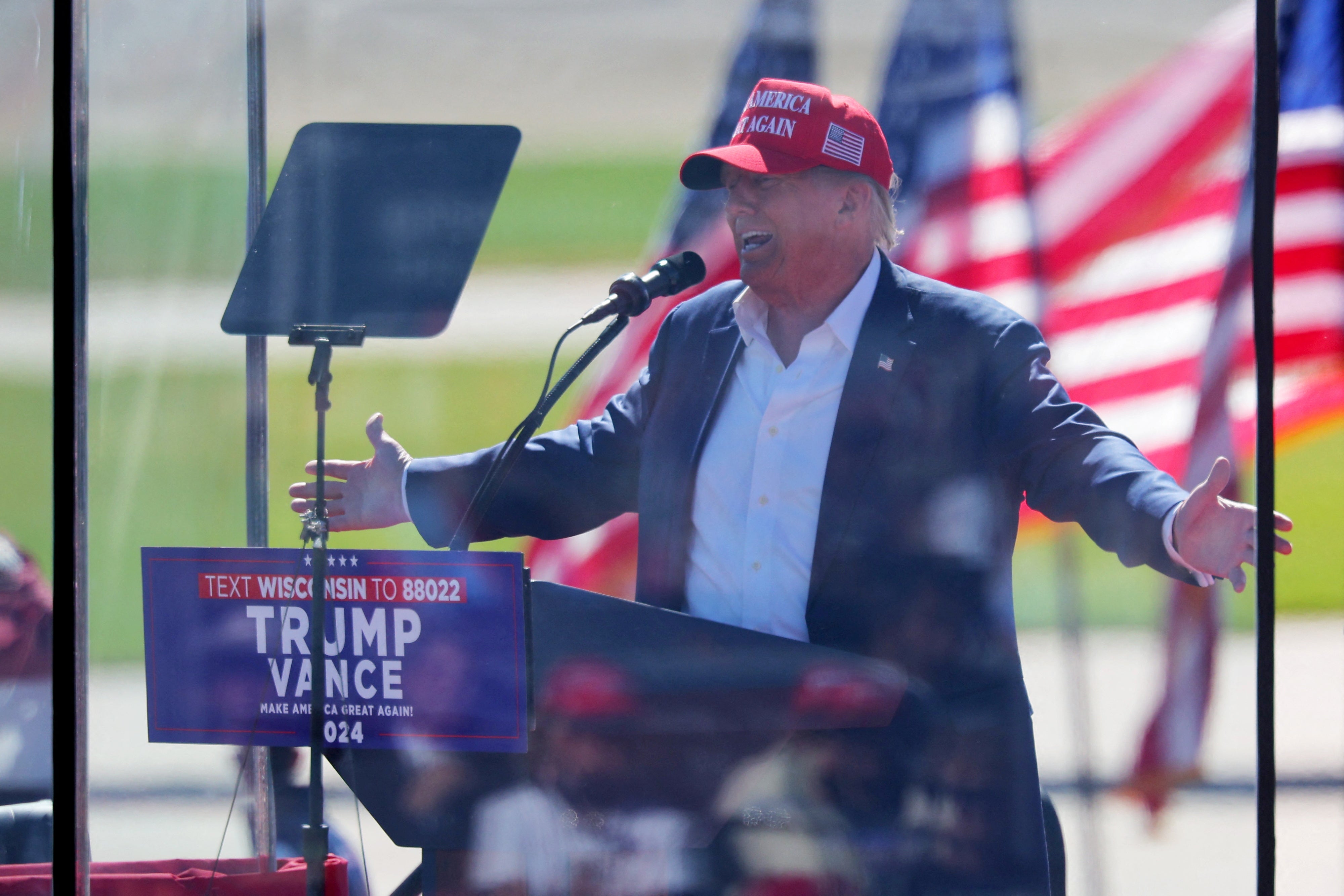 Donald Trump holds a rally in Mosinee, Wisconsin. His niece has said that he’s ‘dementing’ in his old age