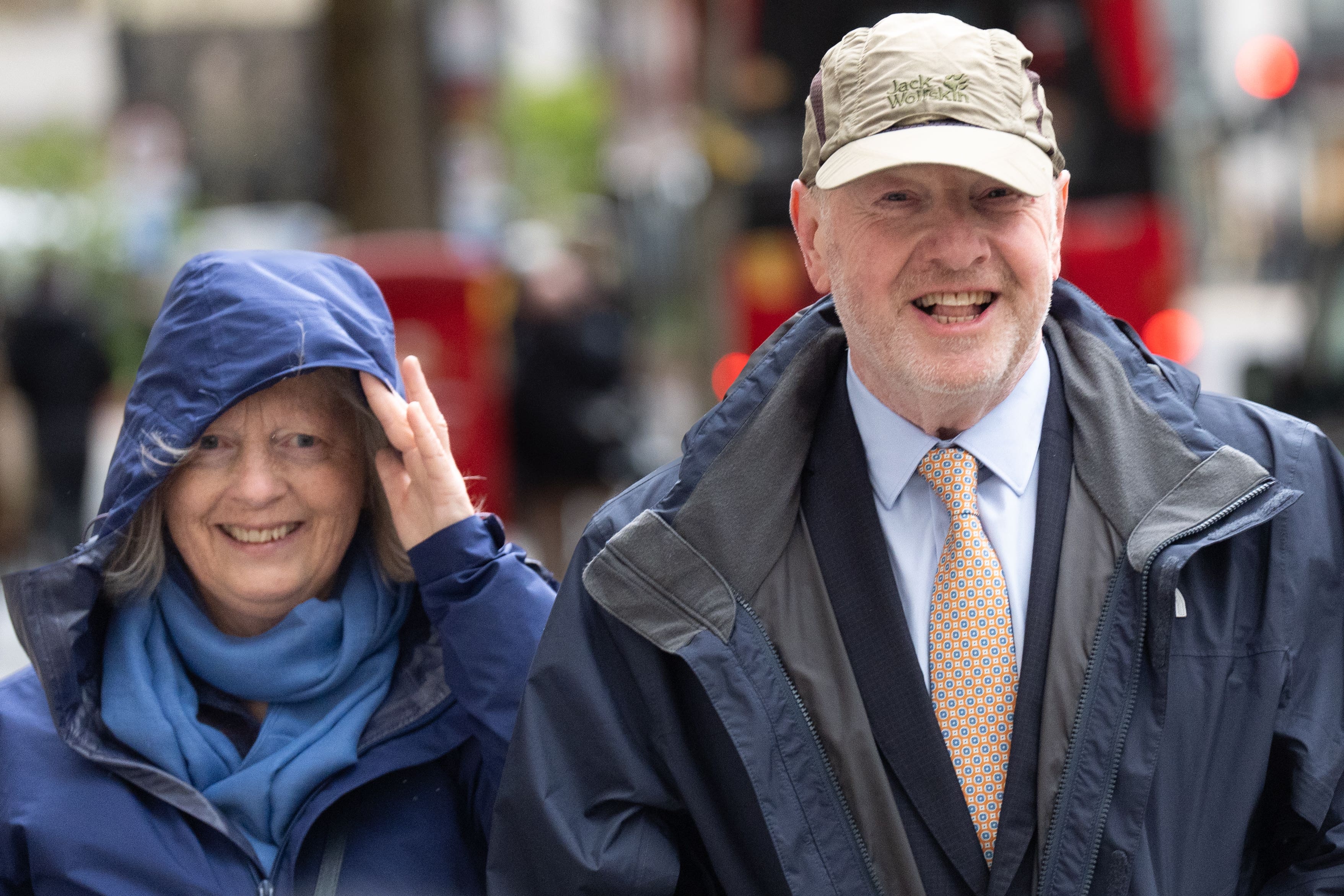 Alan Bates, accompanied by Suzanne Sercombe, arriving at Aldwych House, central London, to give evidence to the Post Office Horizon IT Inquiry (Stefan Rousseau/PA)