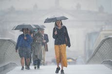 Thundery showers to continue across already sodden southern half of UK