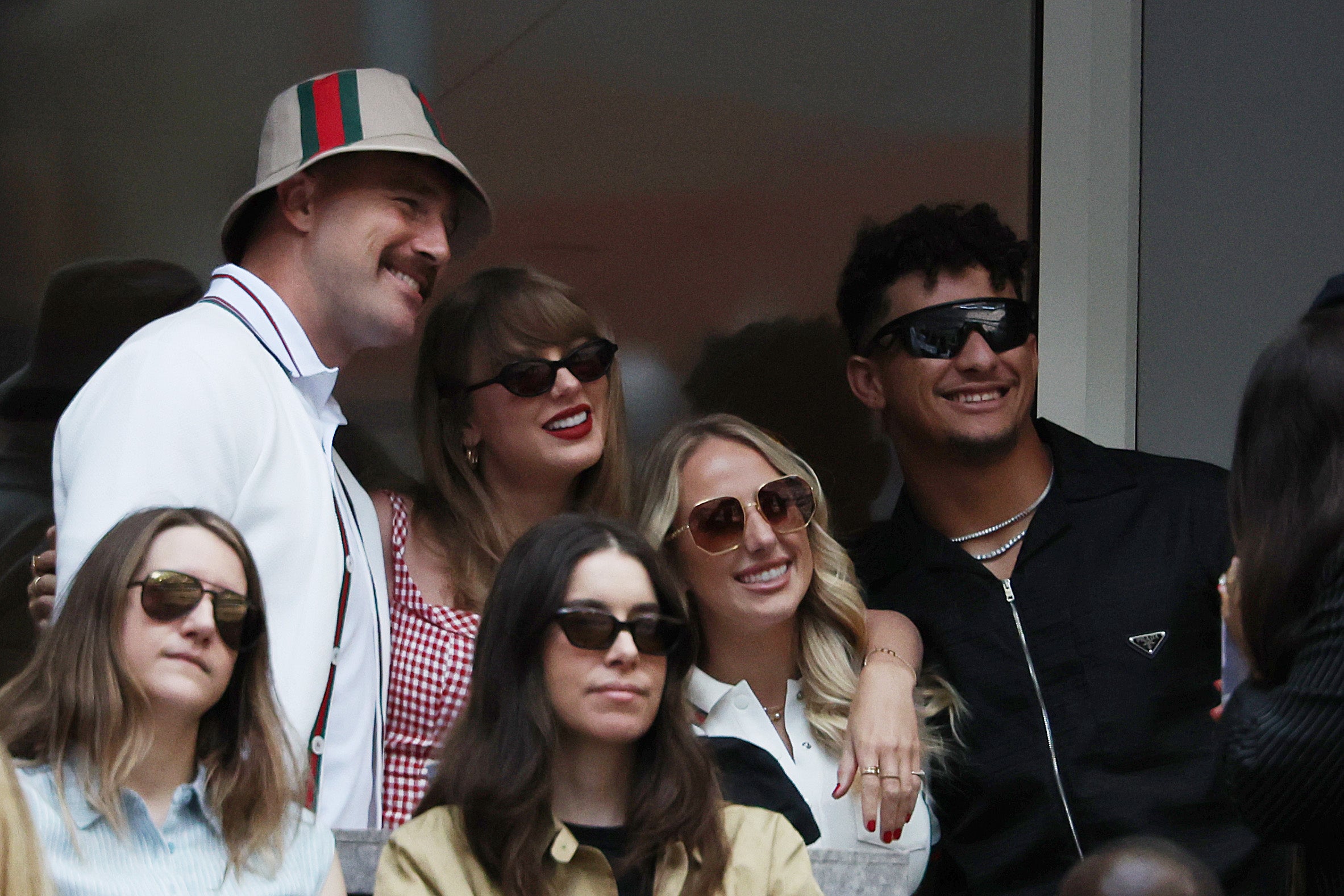 Travis Kelcey, Taylor Swift, Brittany and Patrick Mahomes together at the US Open Men’s Final