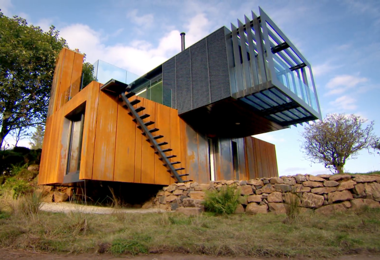 The shipping container house was described as a ‘genius exercise in upcycling’.