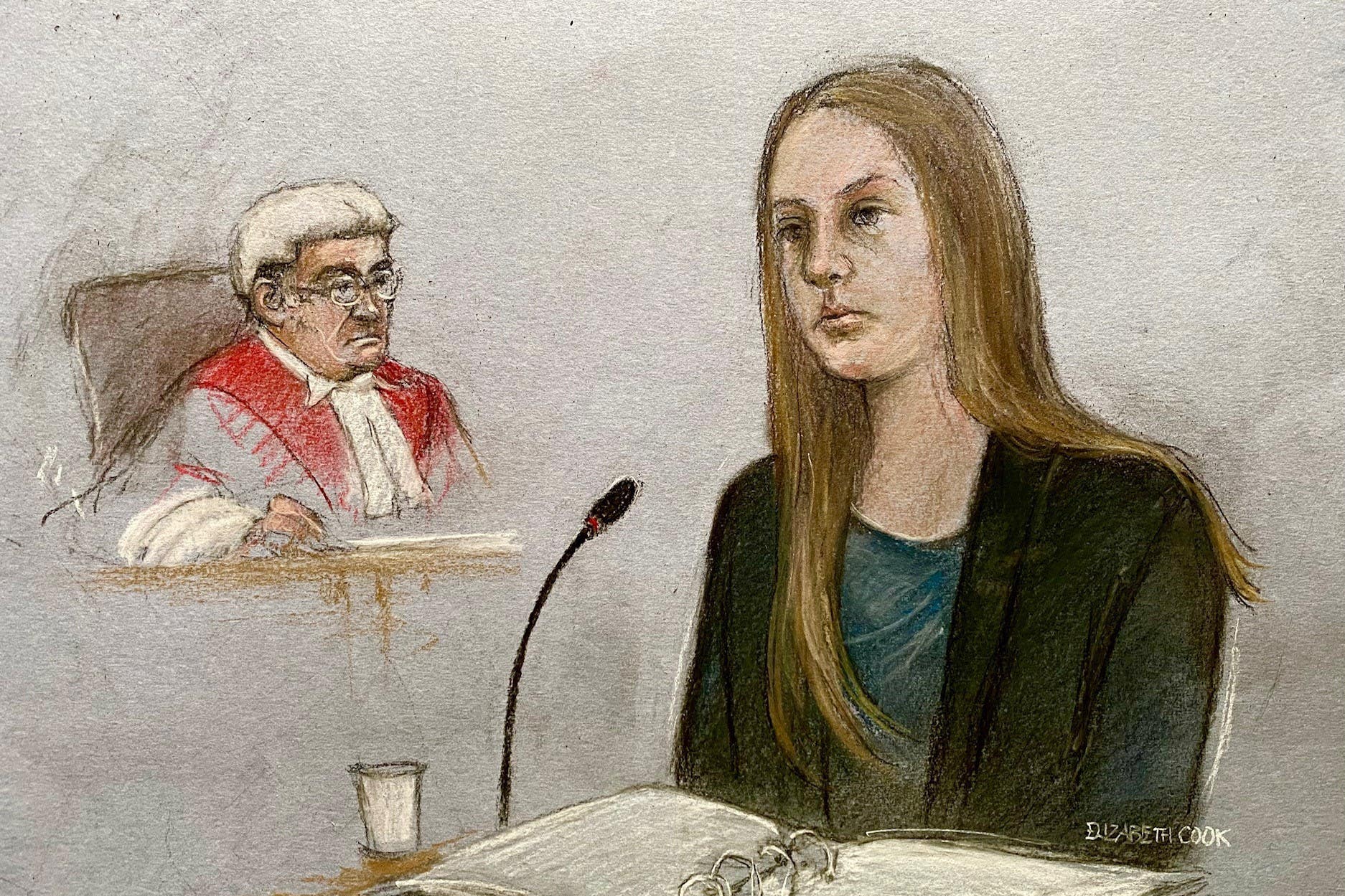 Lucy Letby giving evidence during her trial at Manchester Crown Court (Elizabeth Cook/PA)