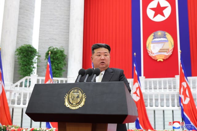 <p>North Korean leader Kim Jong-un delivers a speech on the 76th founding anniversary of the country on 9 September </p>