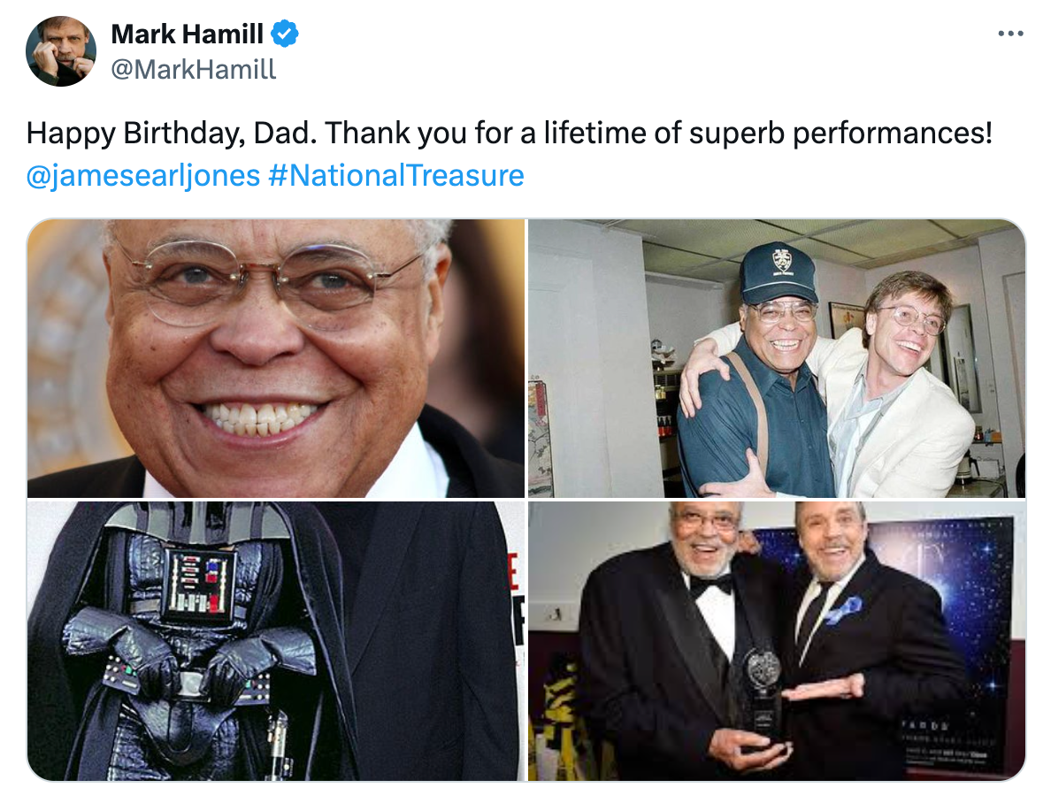 Mark Hamill wishes James Earl Jones ‘happy birthday’ on X/Twitter