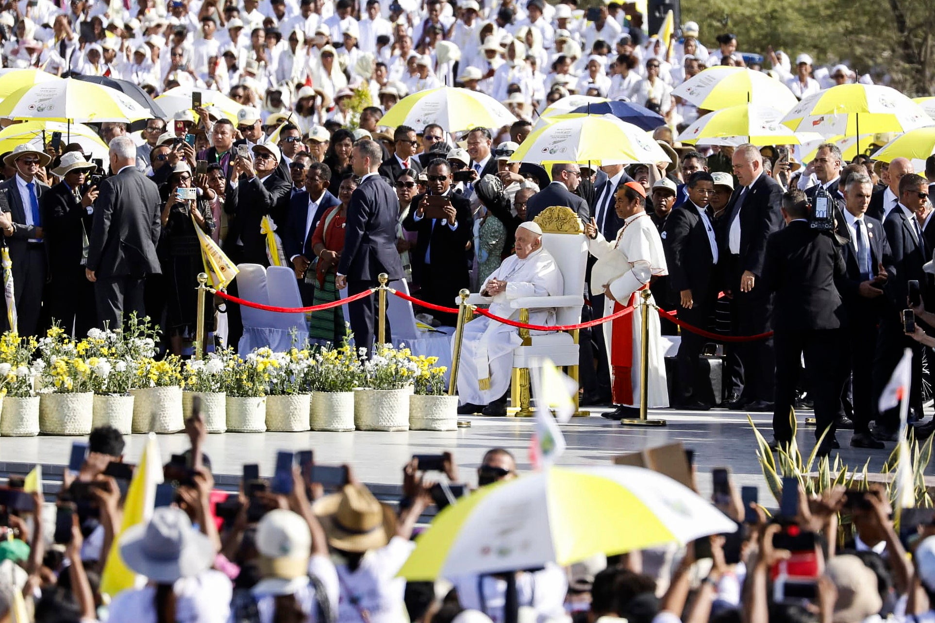 Pope Francis leads the holy mass