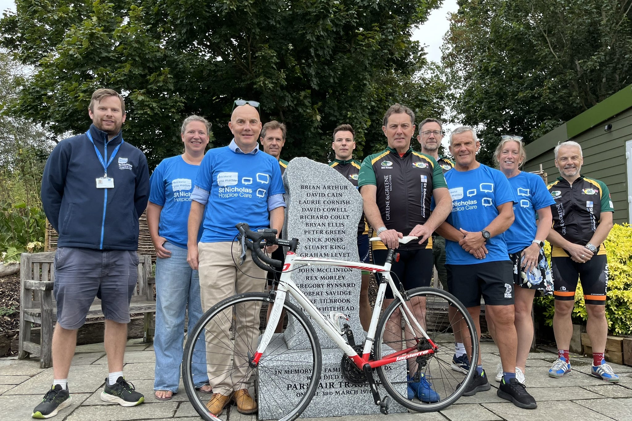 Members of the Bury Rugby Club preparing for their charity bike ride (Gooderham PR/PA)