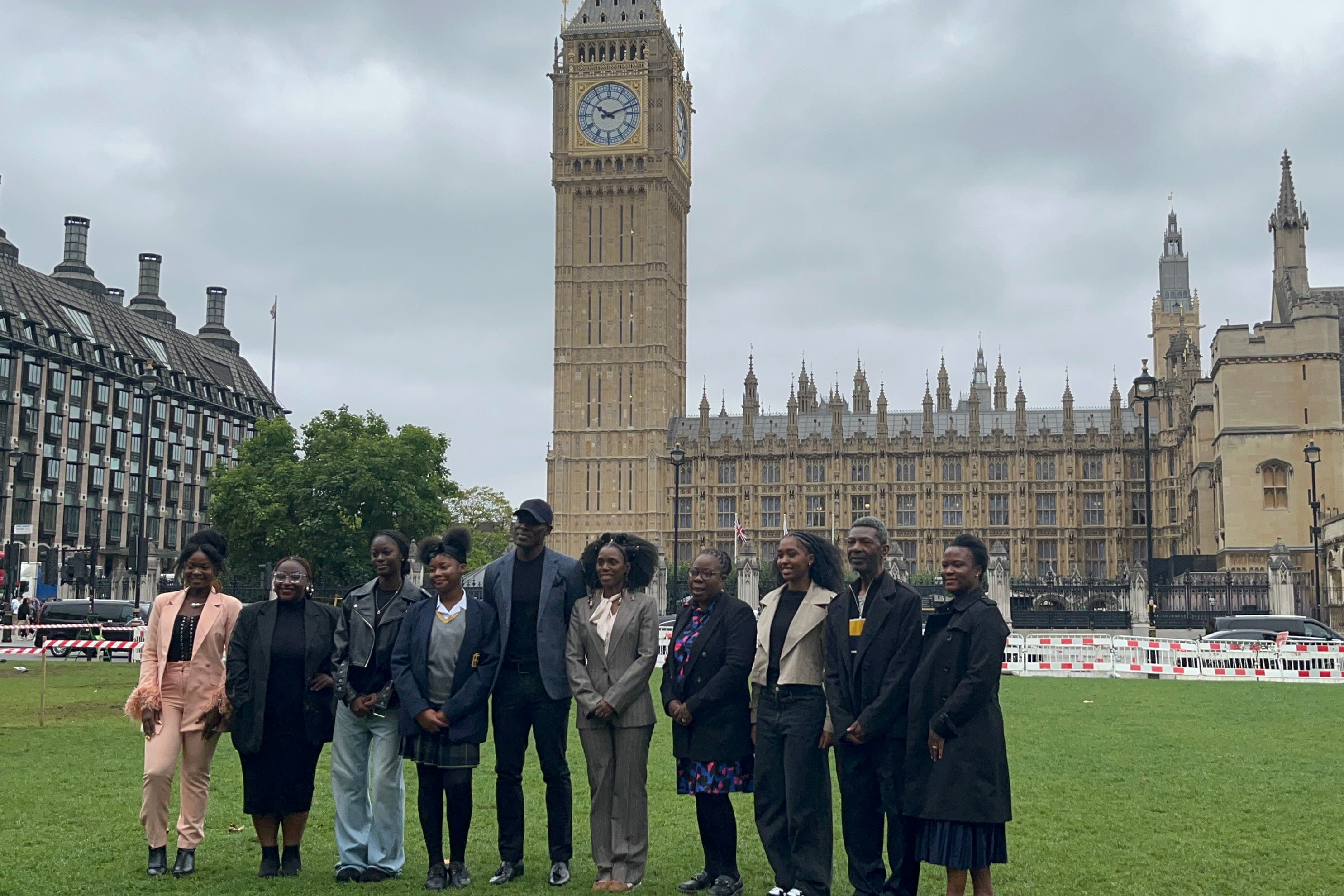 Members of the World Afro Day group took their campaign the Parliament on Tuesday (Claudia Savage/PA)