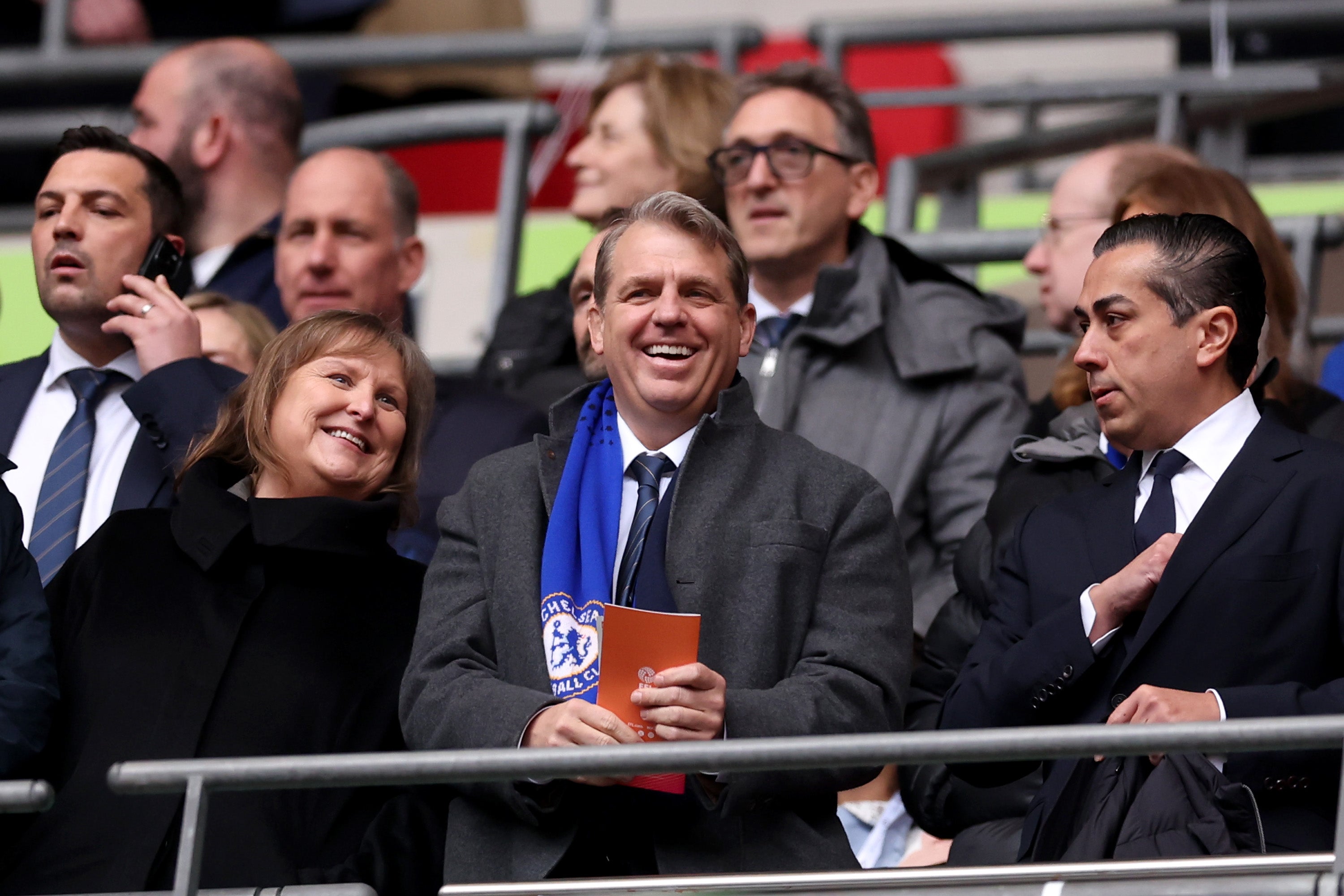 Todd Boehly watches on during the Carabao Cup final at Wembley last season