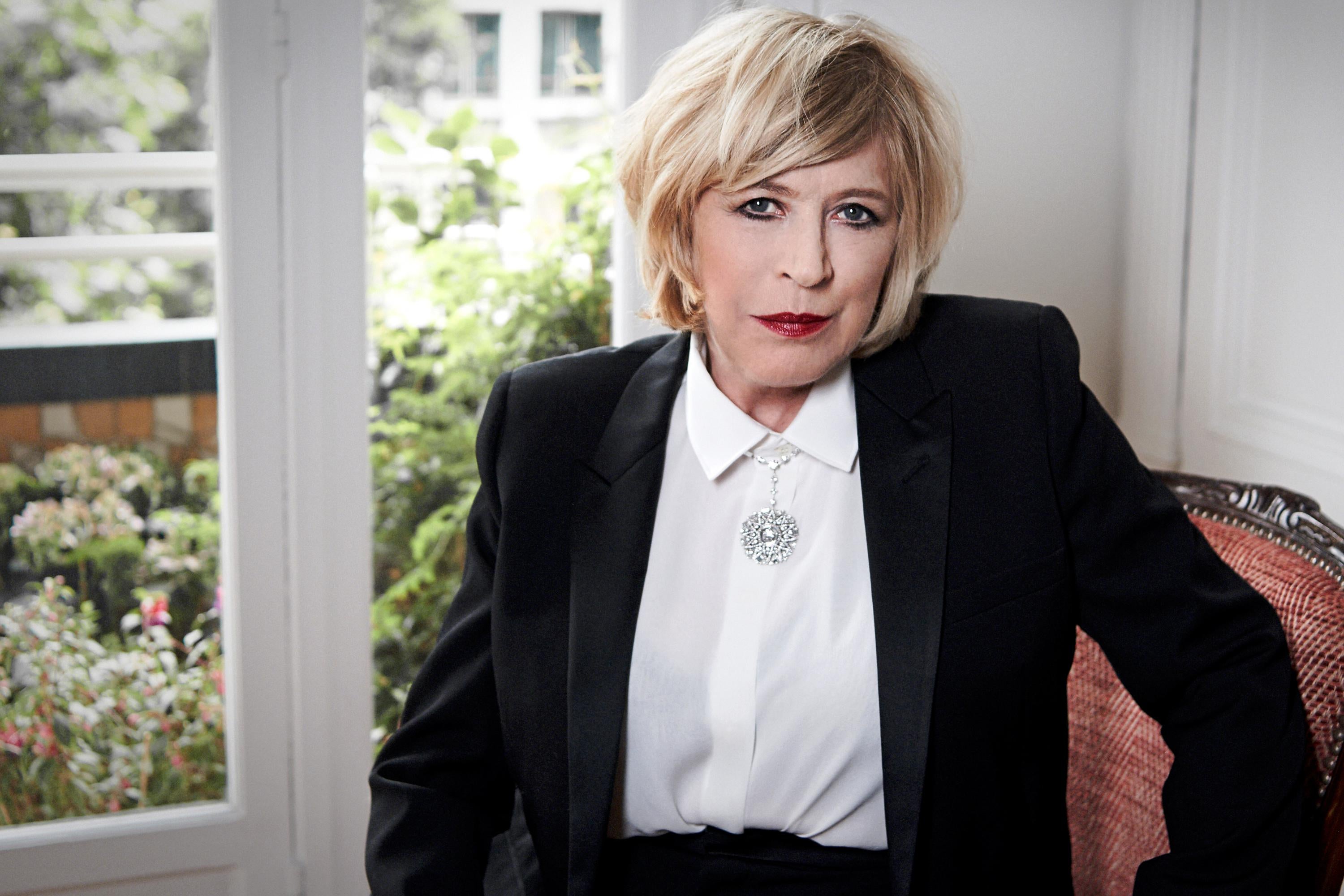 Marianne Faithfull wearing her Yves Saint Laurent Tuxedo