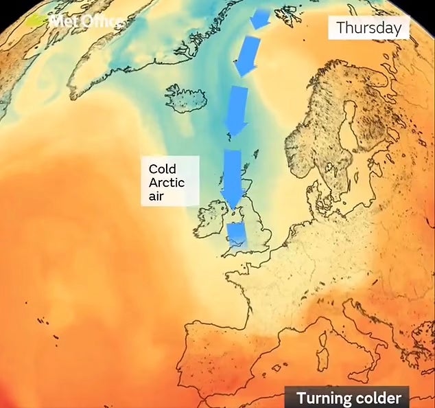 Temperatures will climb back towards average as warm air pushes the Arctic front back going into the weekend