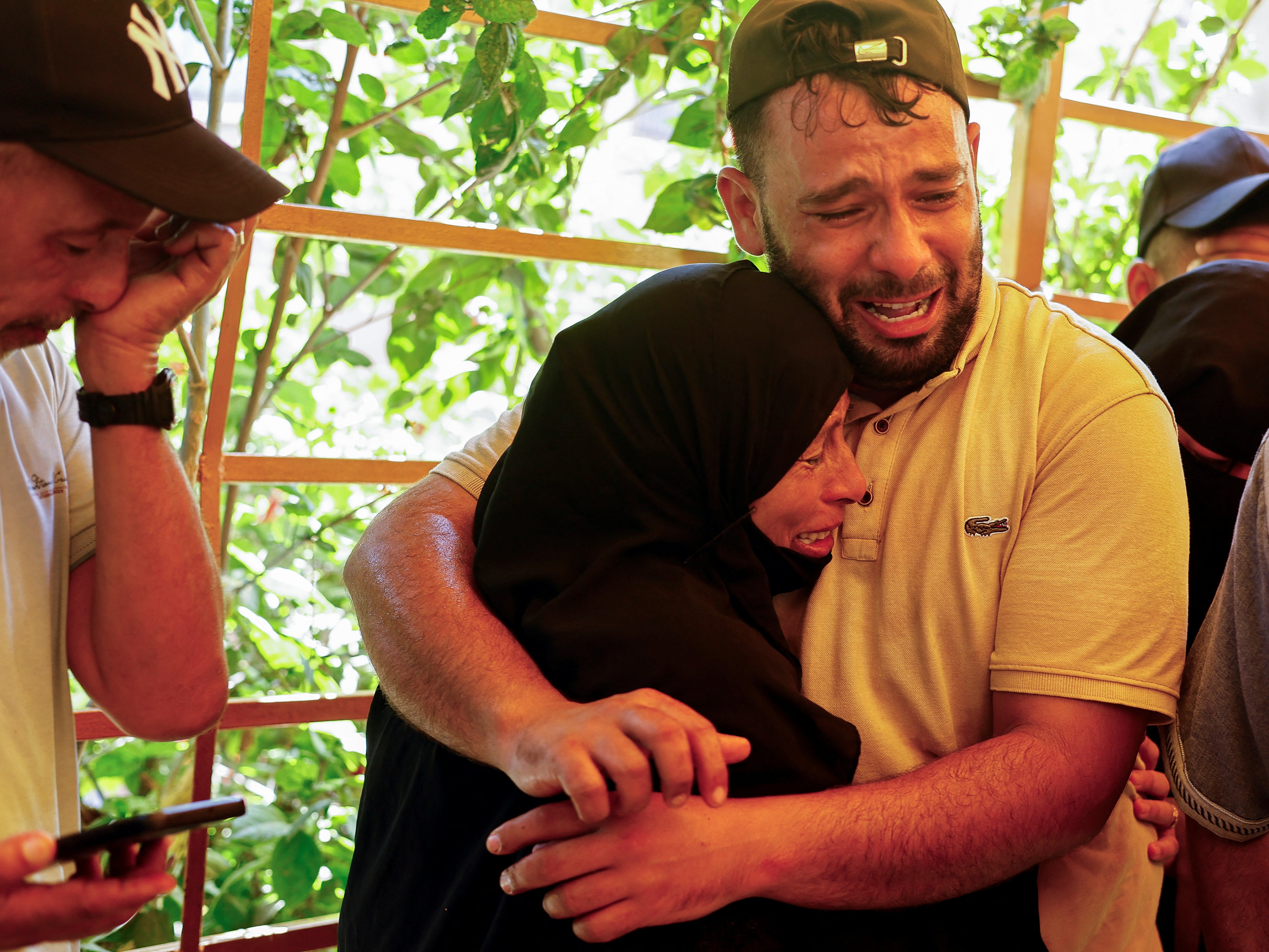 Relatives at the Nasser Hospital in Khan Younis