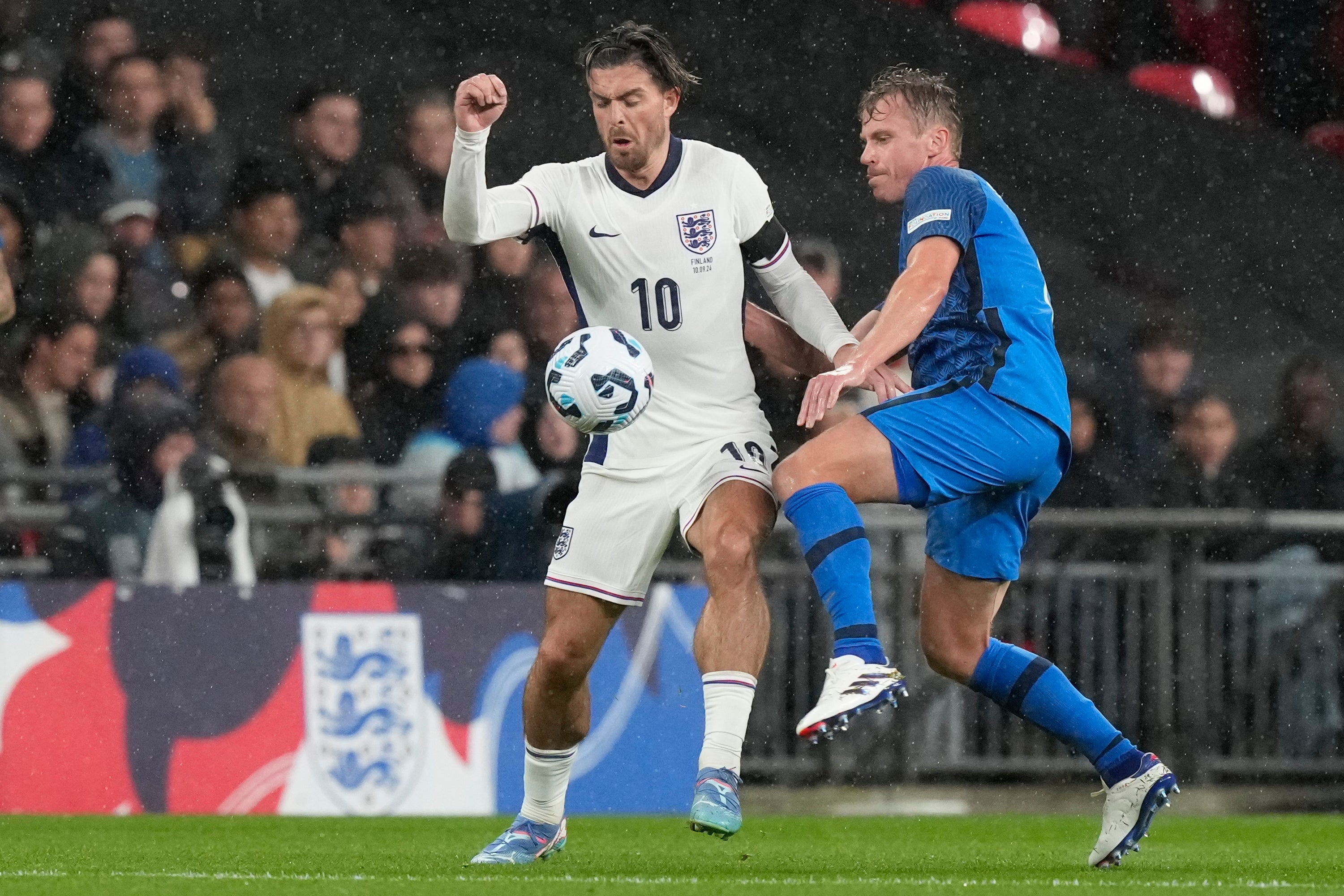 Jack Grealish gets on the ball for England