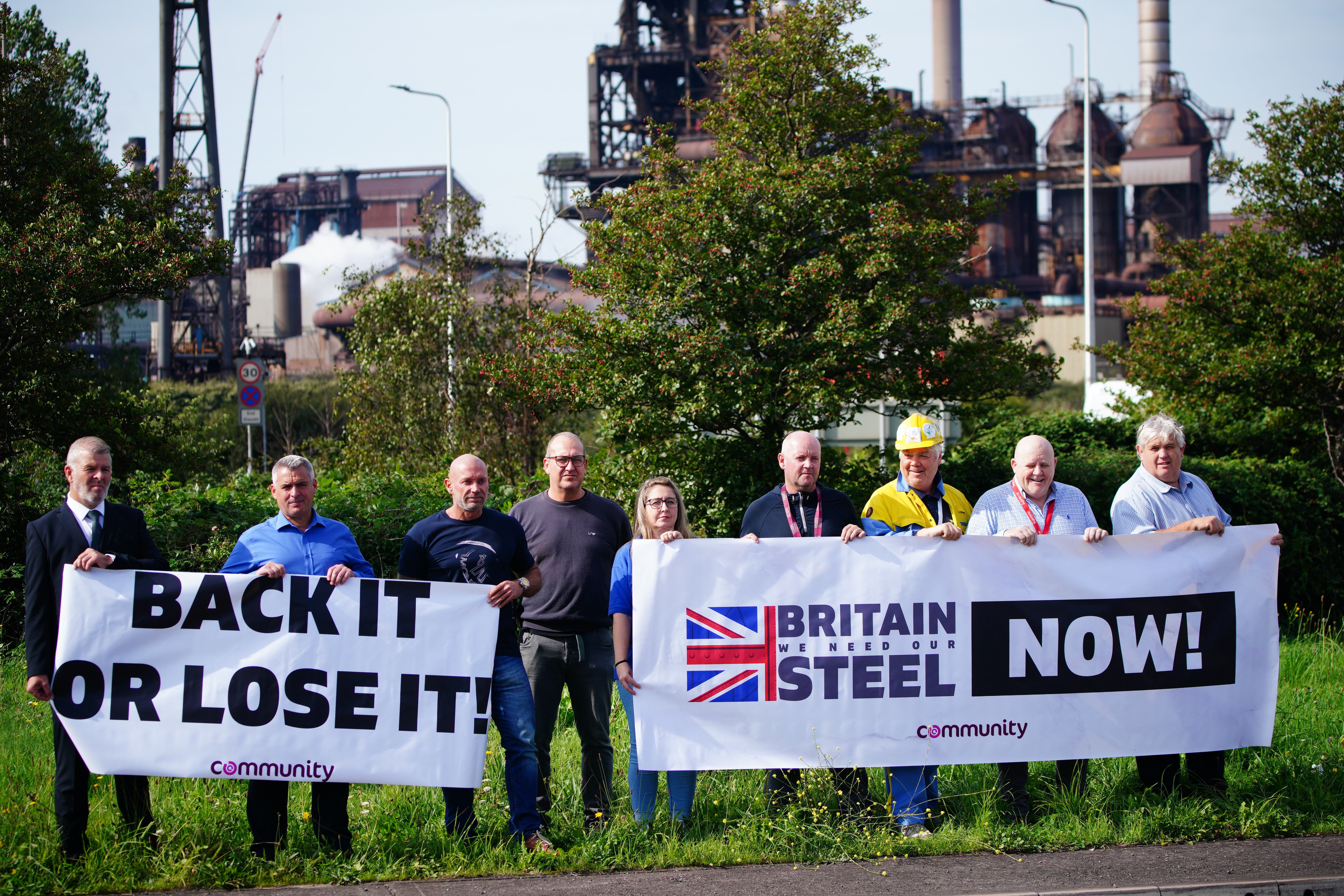 A protest in favour of the steelworks in Port Talbot on Wednesday