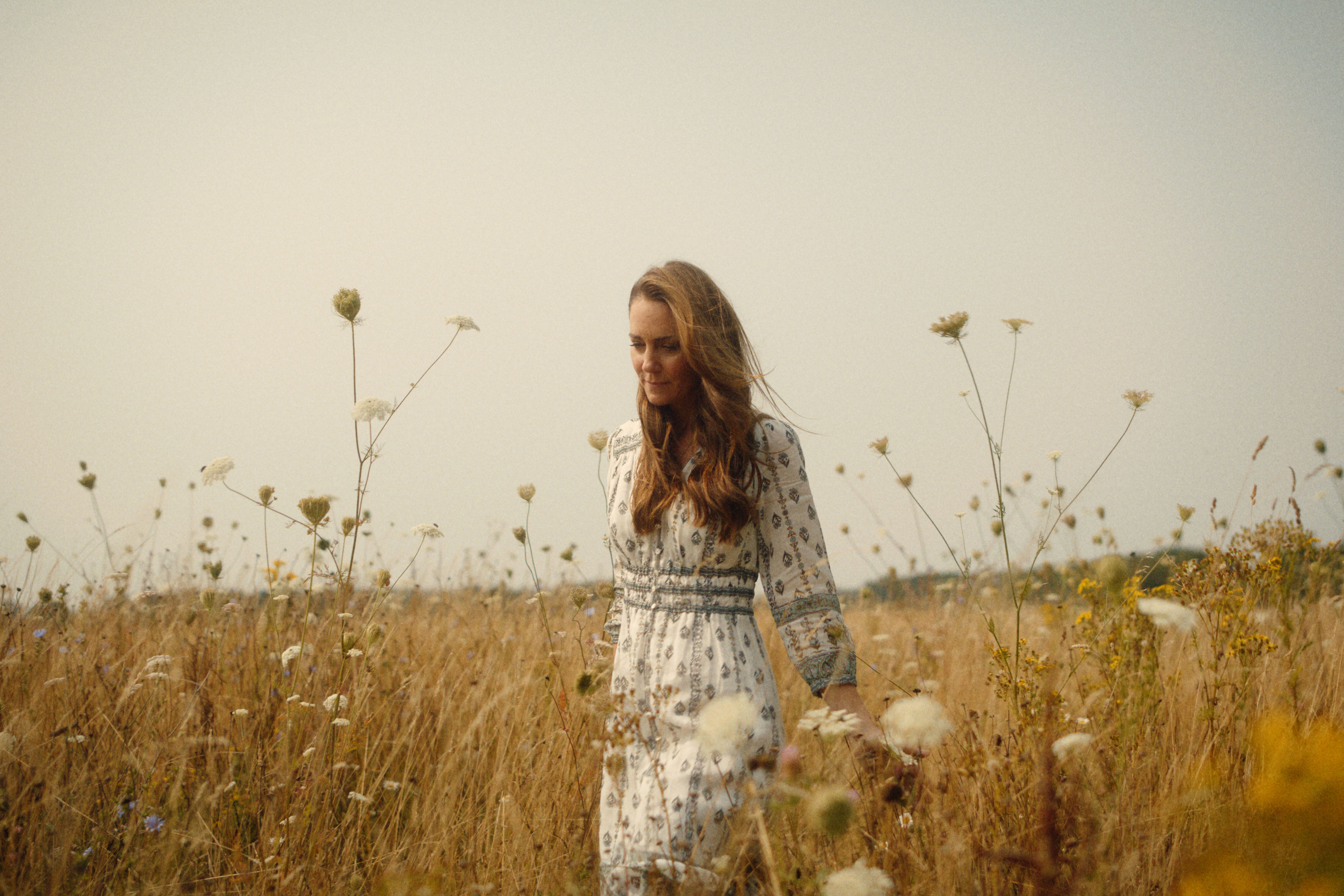 The Princess of Wales is seen walking through a meadow in the video announcing the completion of her cancer treatment