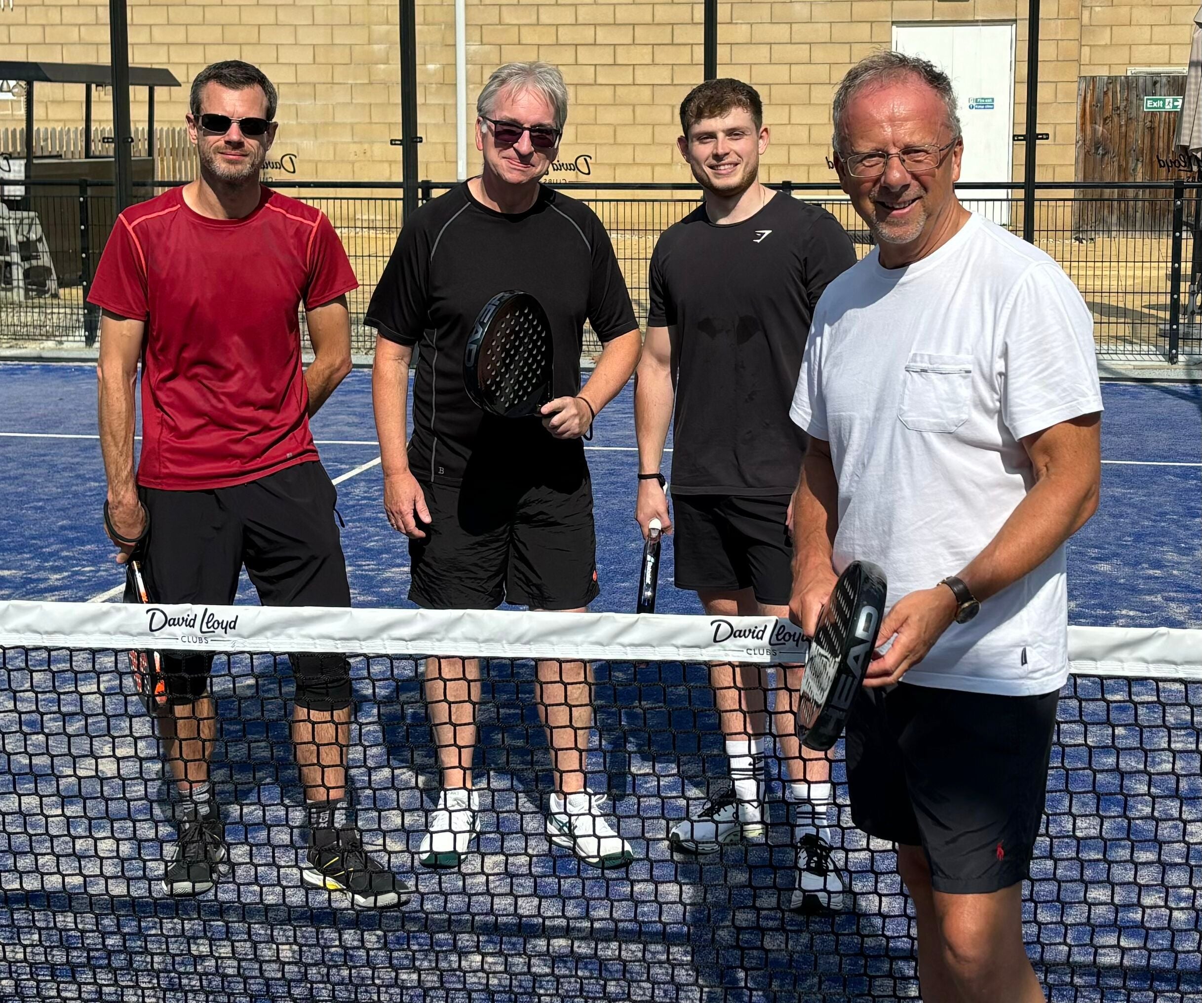 Chris Wiltshire with fellow padel converts, from left, Matt Harris, Paul Martin and Harry Whitaker (Chris Wiltshire/PA)