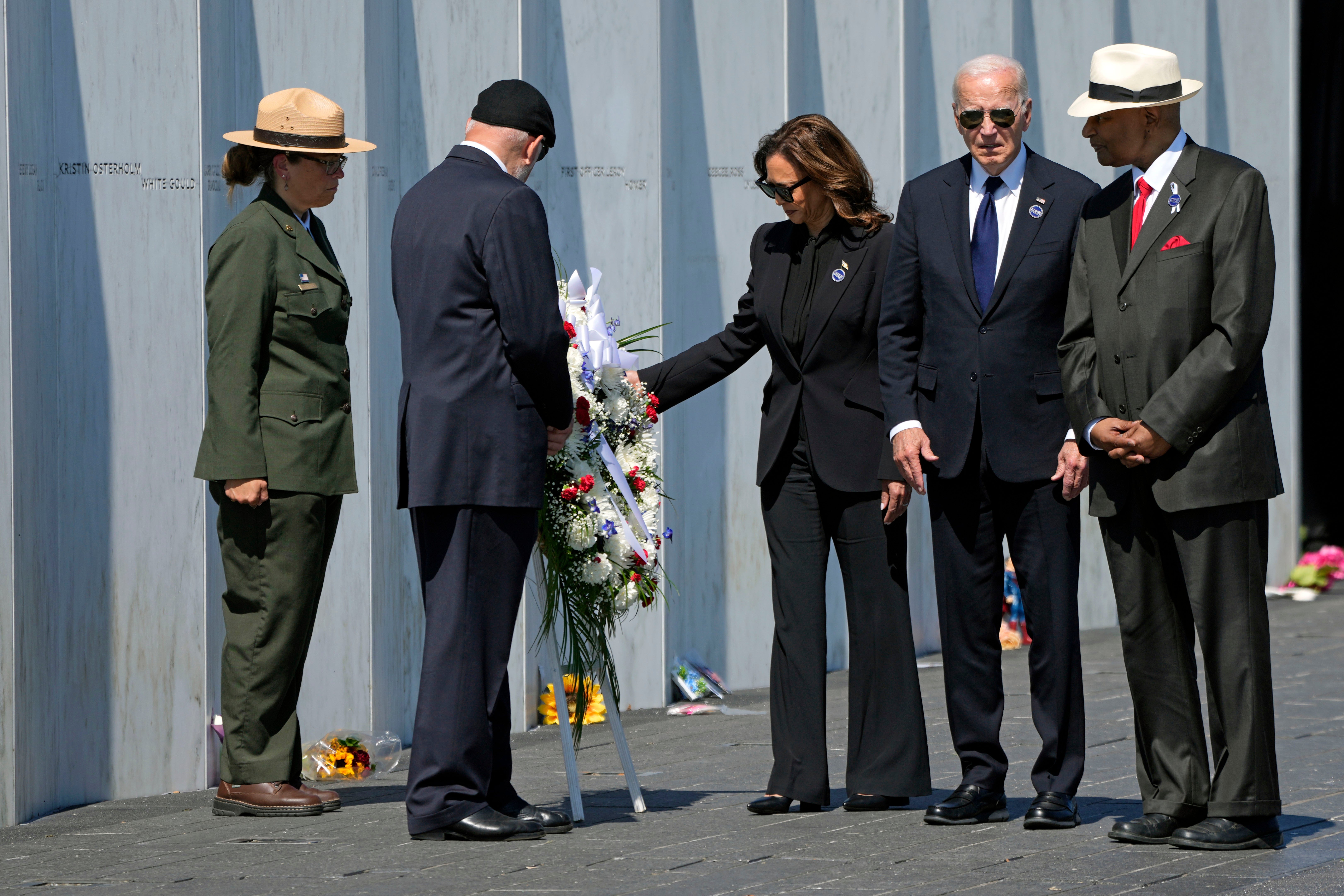 Kamala Harris with Joe Biden at the memorial service in Shanksville