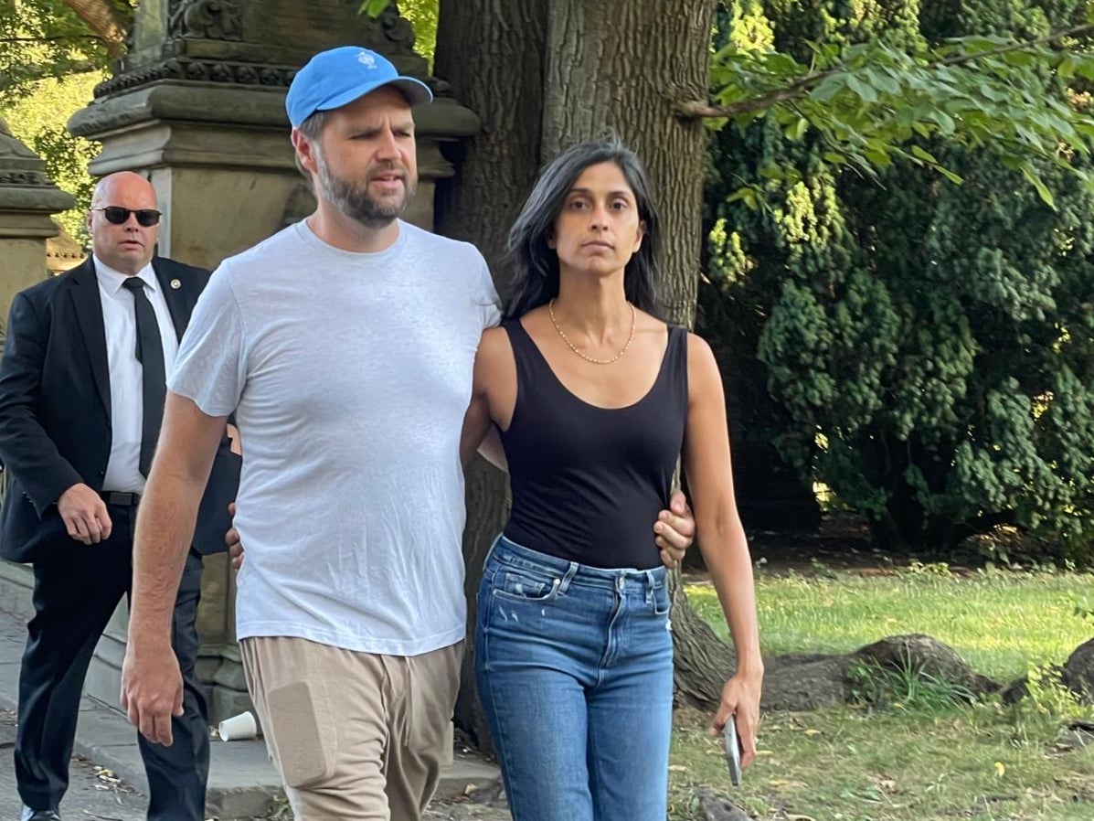 Ohio senator and Republican vice presidential nominee JD Vance and his wife Usha Vance taking a walk in New York’s Central Park