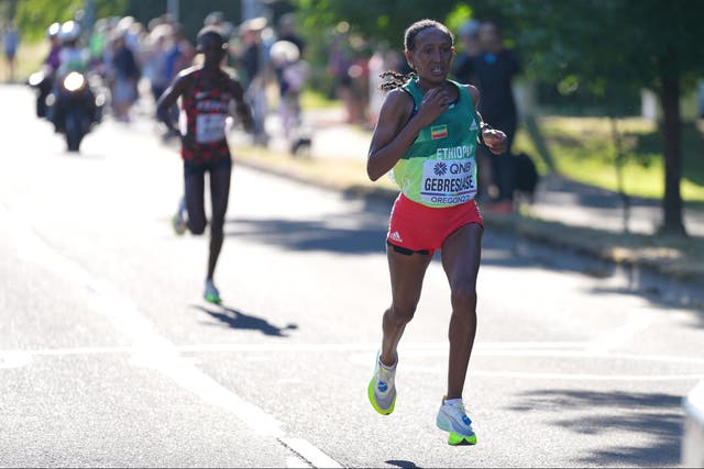 <p>Gotytom Gebreslase leads the elite women's field in Sydney</p>