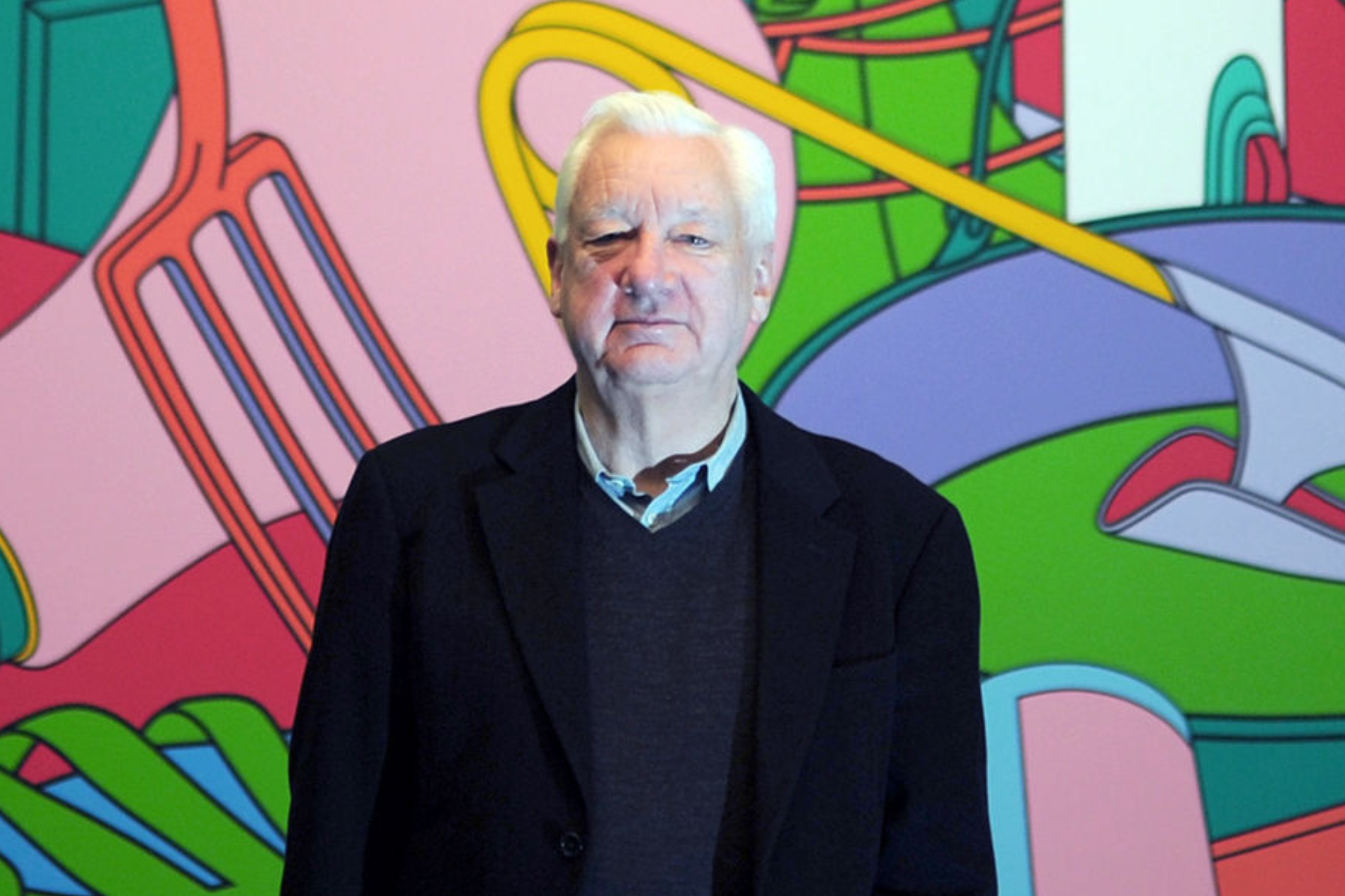 Michael Craig-Martin with his painting ‘Eye of the Storm’ in 2015