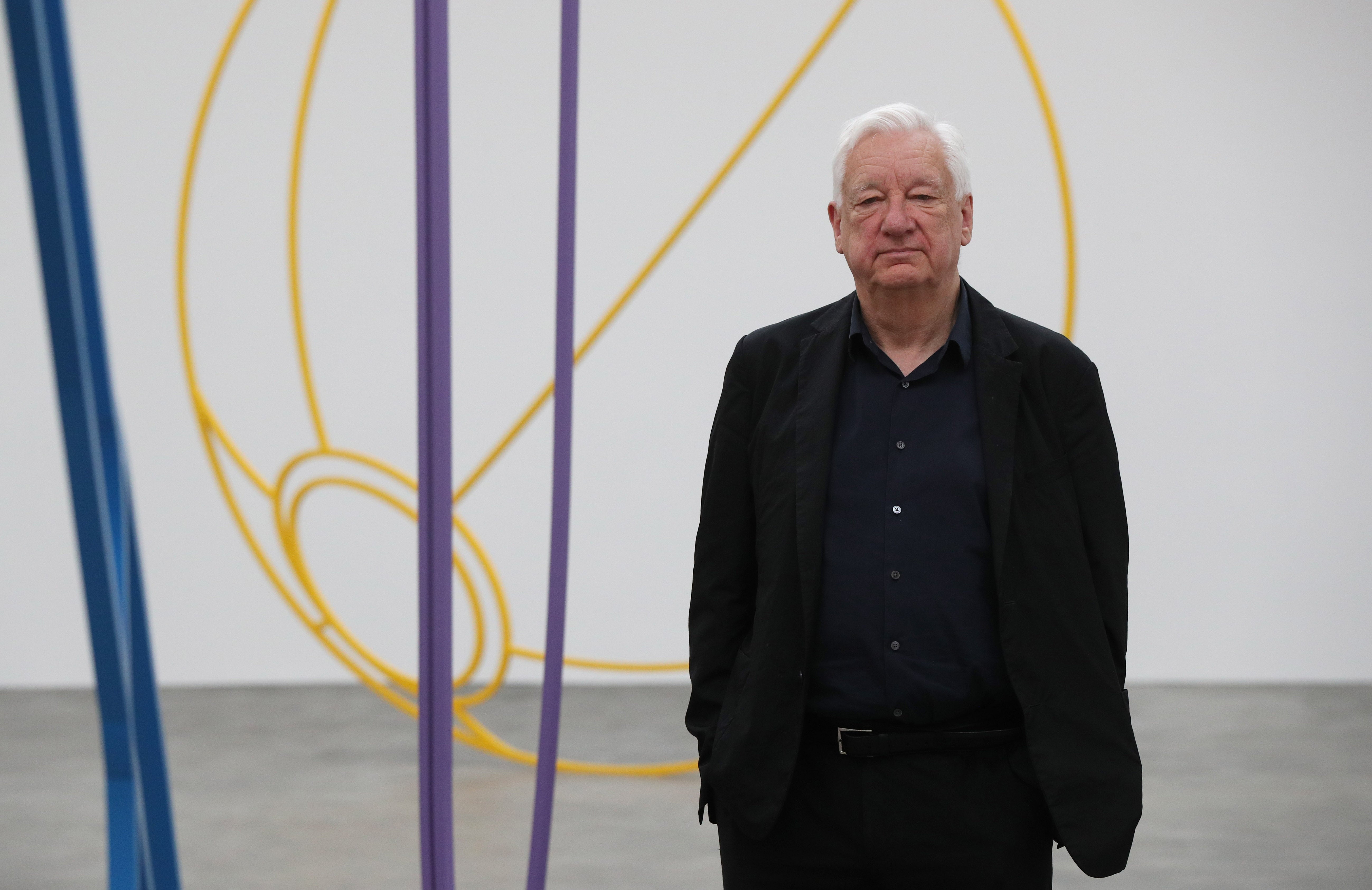 Craig-Martin at his Gagosian Sculpture exhibition in 2019