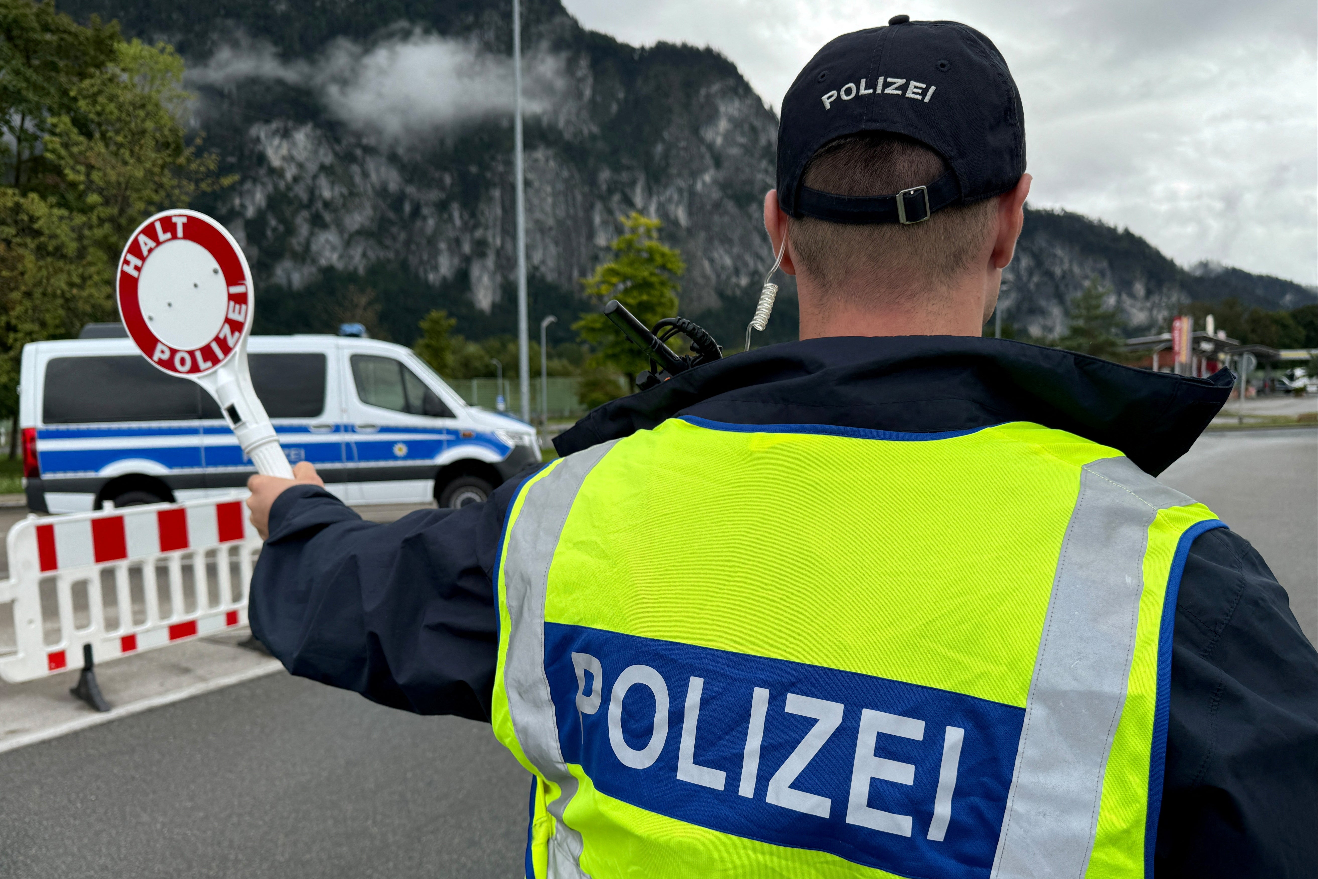 German police conduct random checks at the border with Austria in Kiefersfelden, Germany