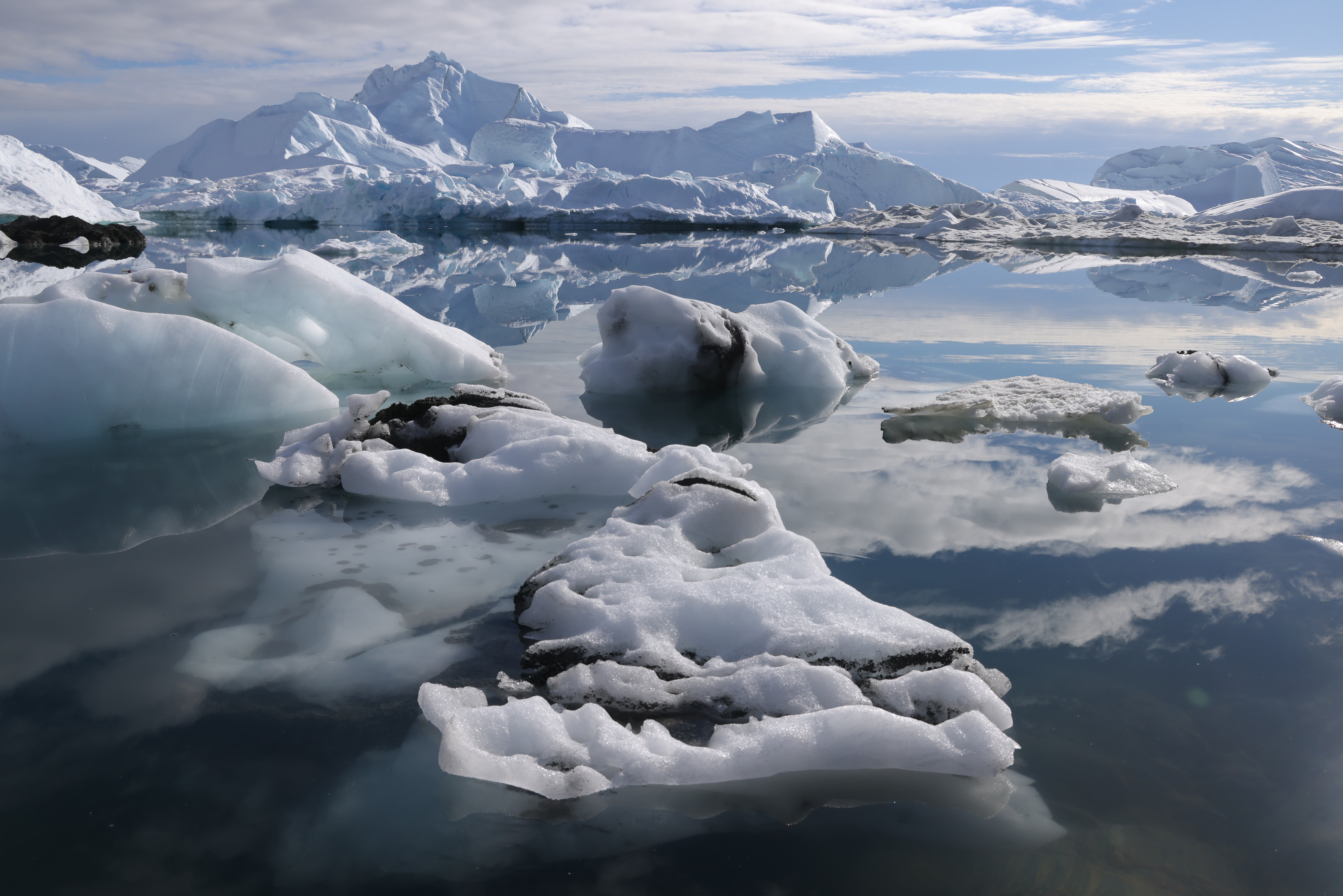 Melting icebergs crowd the Ilulissat Icefjord on 15 July 2024 near Ilulissat, Greenland. Earlier this year scientists released a study in which they concluded that Greenland’s glaciers, which all descend from the Greenland Ice Sheet, have retreated about 20 per cent more than previously estimated