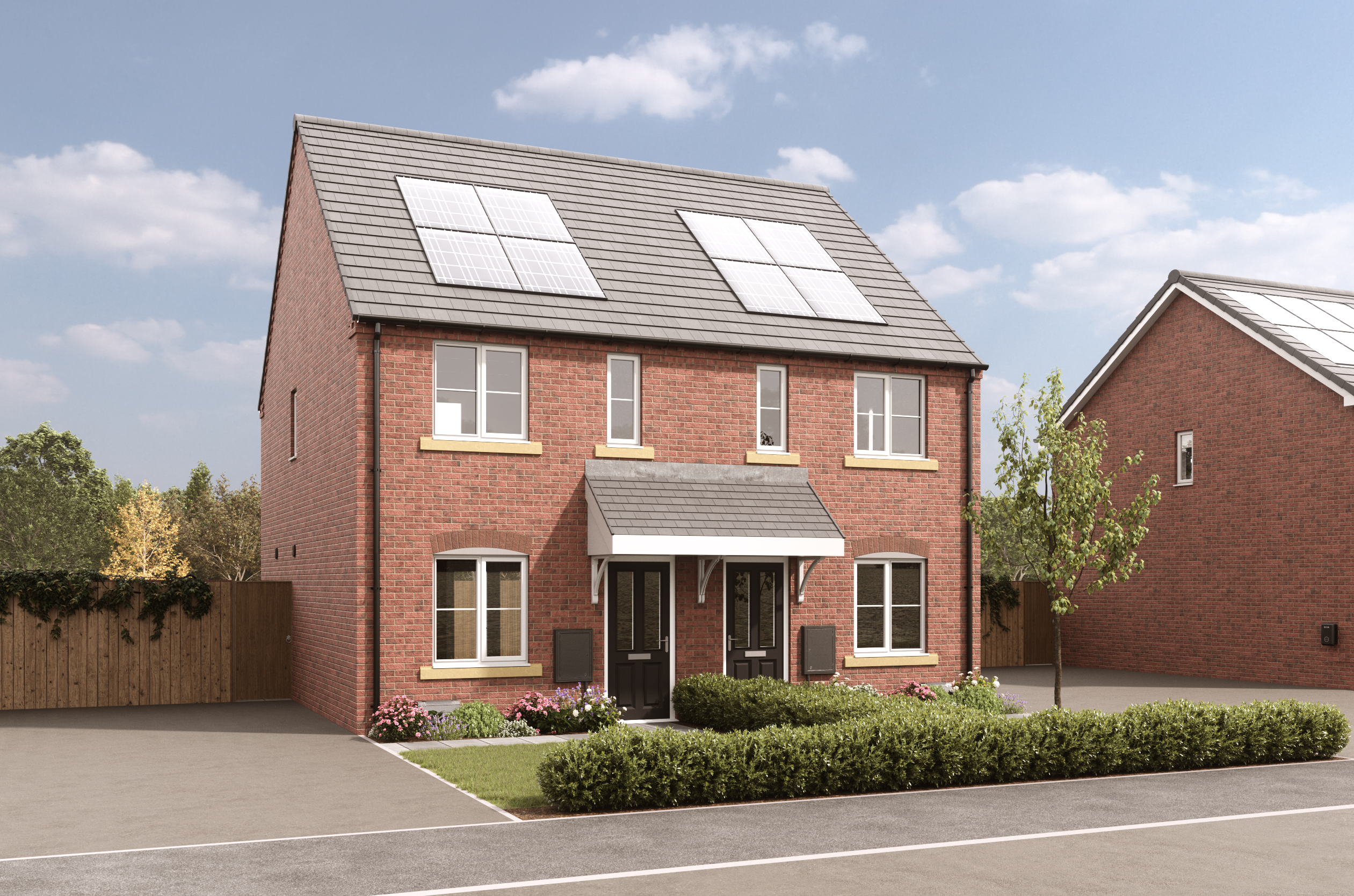 A CGI image of what the front of the semi-detached house is expected to look like once it is built