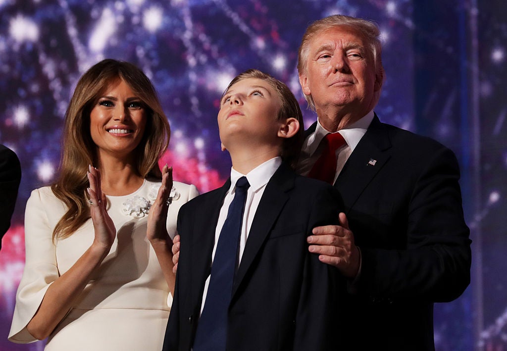 Sky’s the limit: Barron with his parents at the Republican National Convention in July