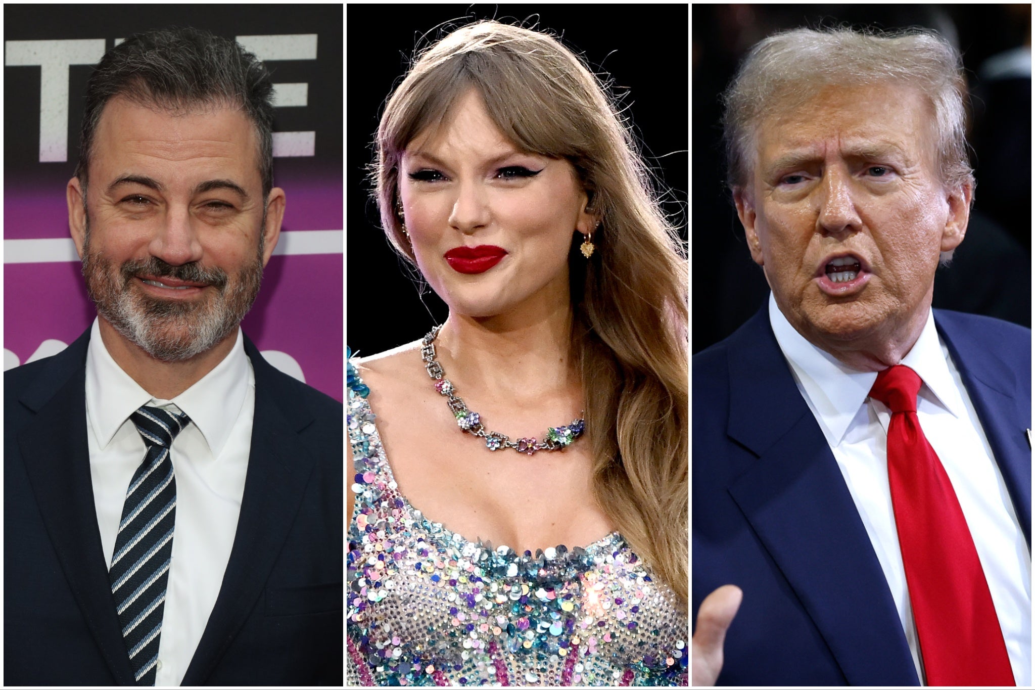 Jimmy Kimmel lampooned Donald Trump and JD Vance’s reactions to Taylor Swift’s Kamala Harris endorsement