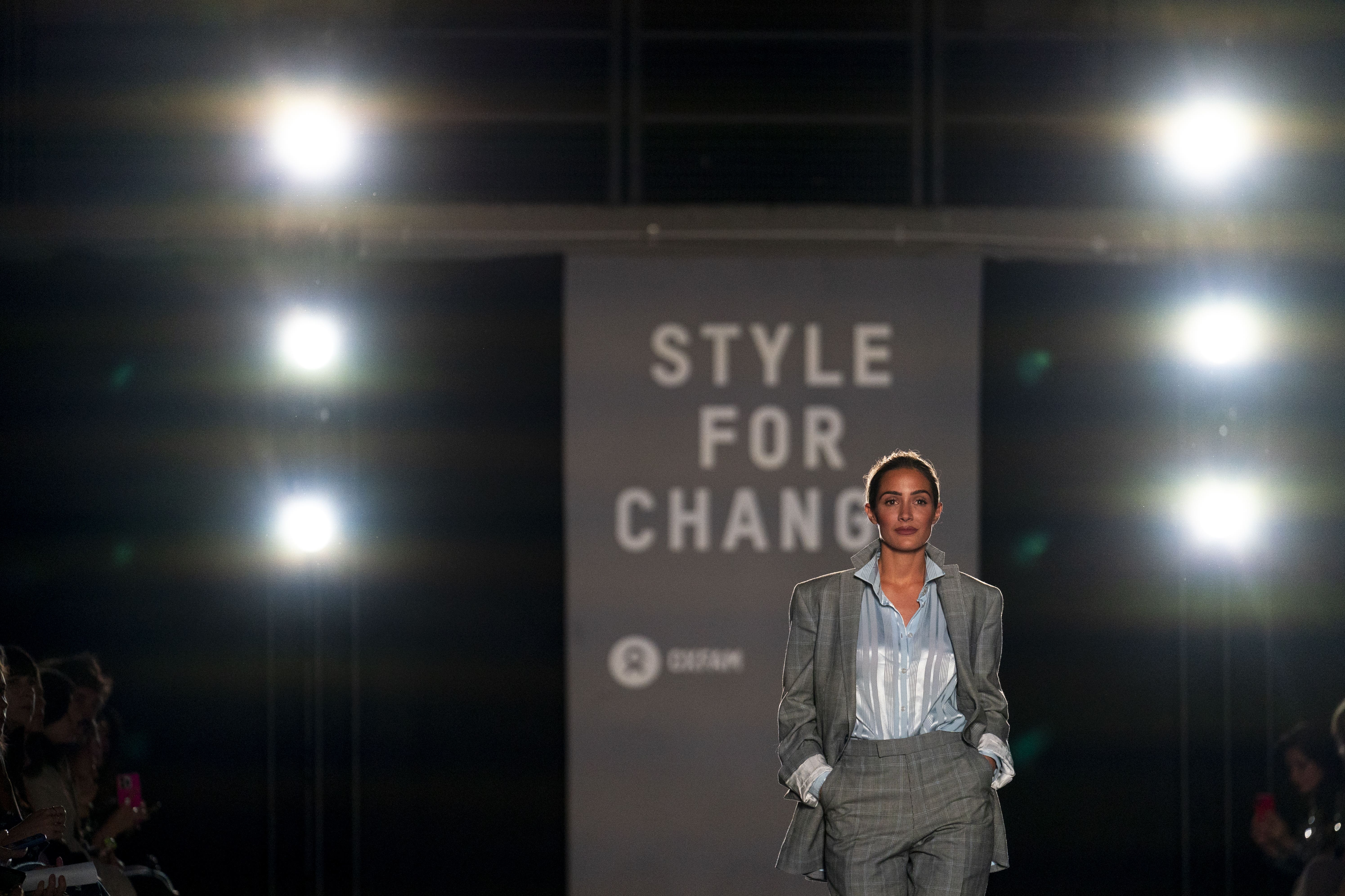 Frankie Bridge on the catwalk during the Oxfam Style for Change (Jordan Pettitt/PA)