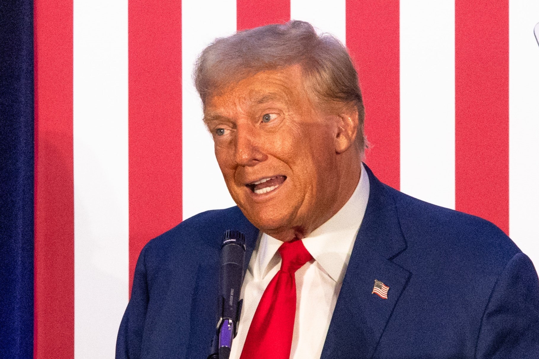 Republican presidential nominee Donald Trump makes remarks at the Fraternal Order Of Police’s National Board Of Trustees meeting. on 6 September, 2024 in Charlotte, North Carolina