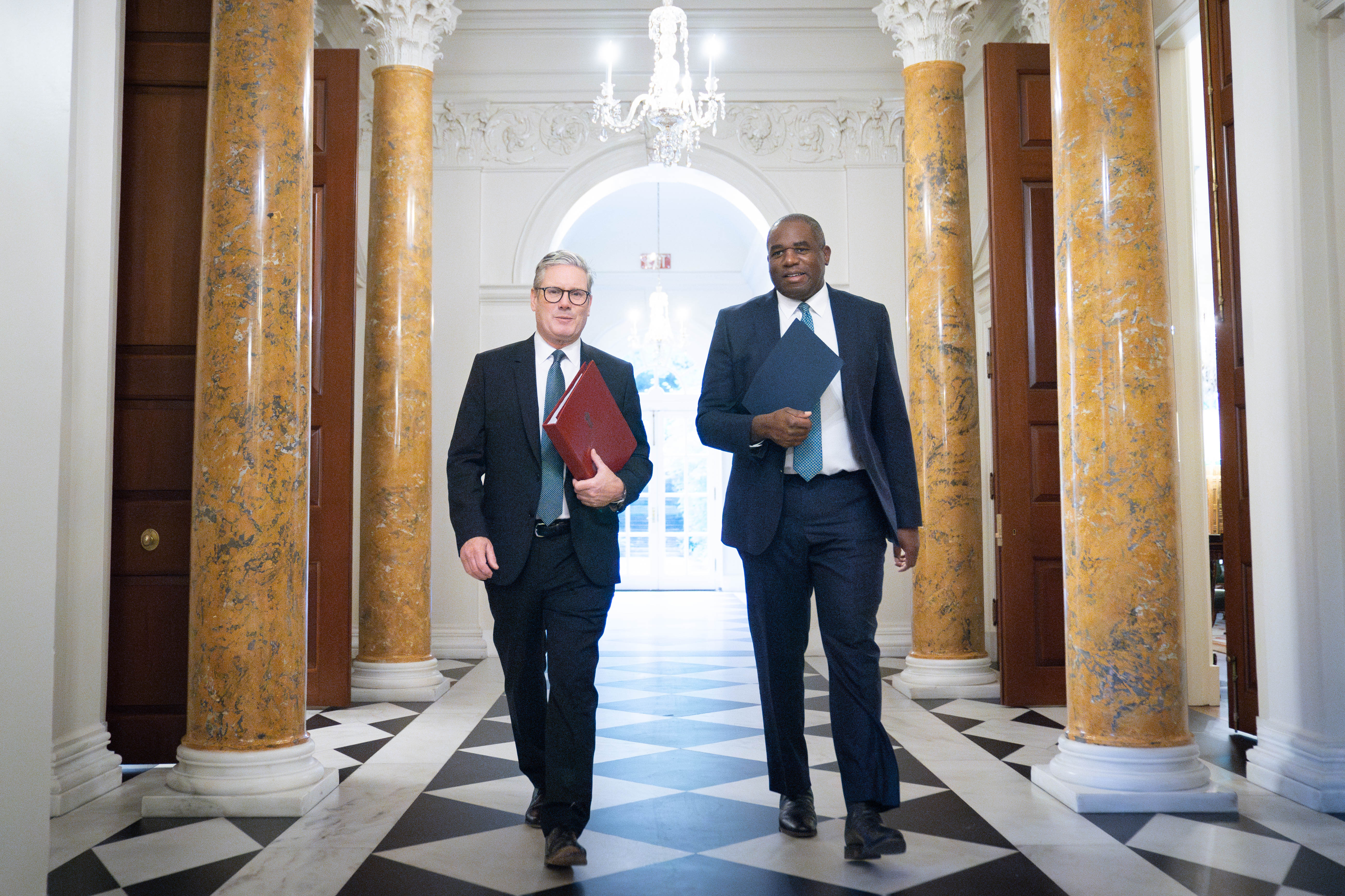 Prime Minister Sir Keir Starmer (left) and Foreign Secretary David Lammy at the British ambassador’s residence in Washington before meeting Joe Biden