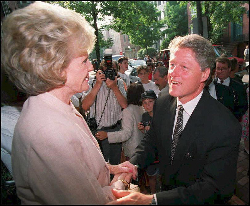 Pamela was one of the first to spot Bill Clinton’s potential as president, both pictured here at a campaign fundraiser in 1992, even if she was aware of his flaws