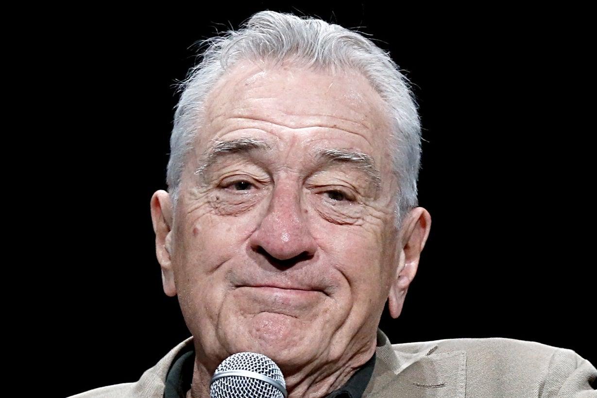 Robert De Niro speaking during the 2024 Tribeca Festival in New York in June