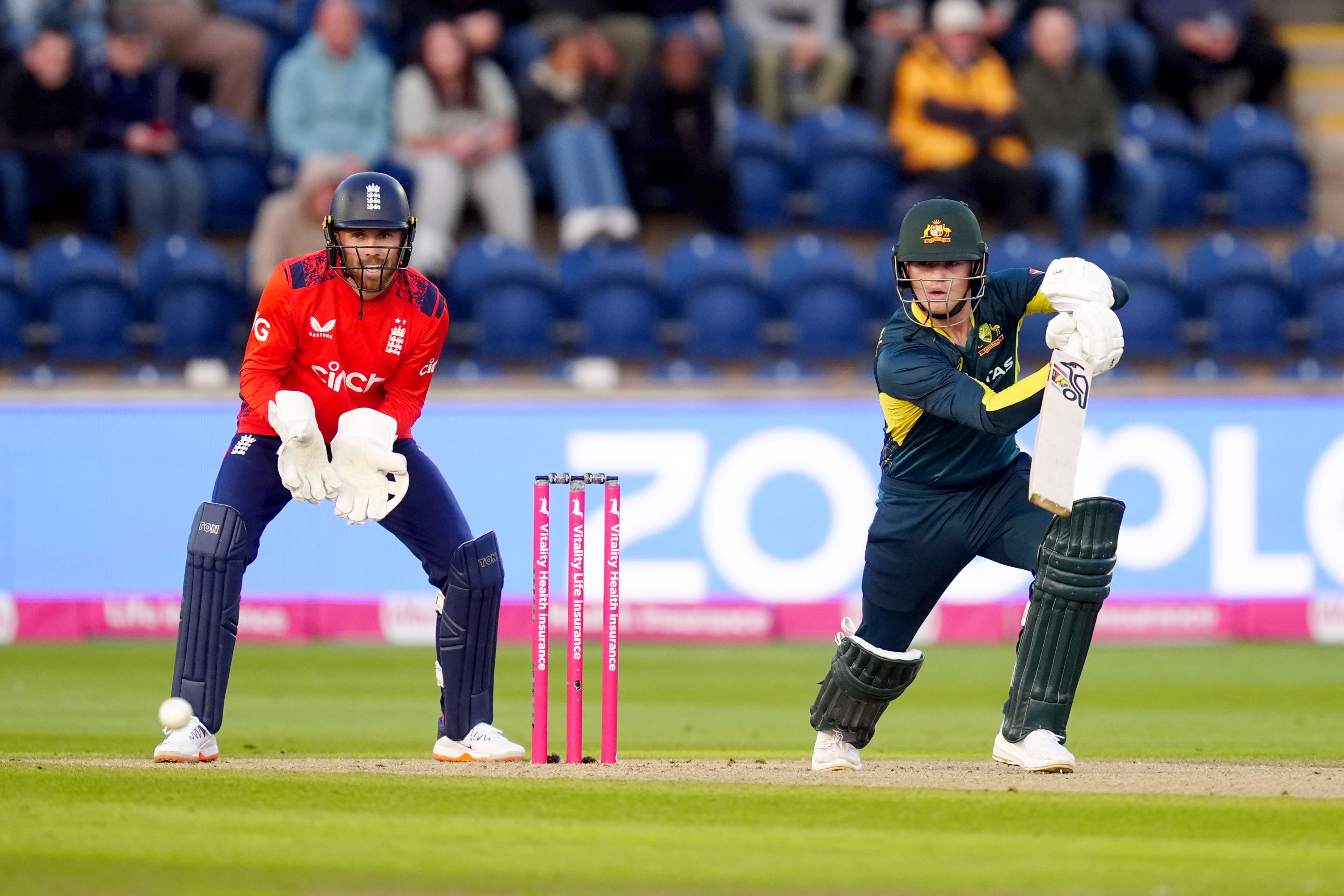 Jake Fraser-McGurk’s (left) 50 off 31 deliveries underpinned Australia’s 193 for six (David Davies/PA)