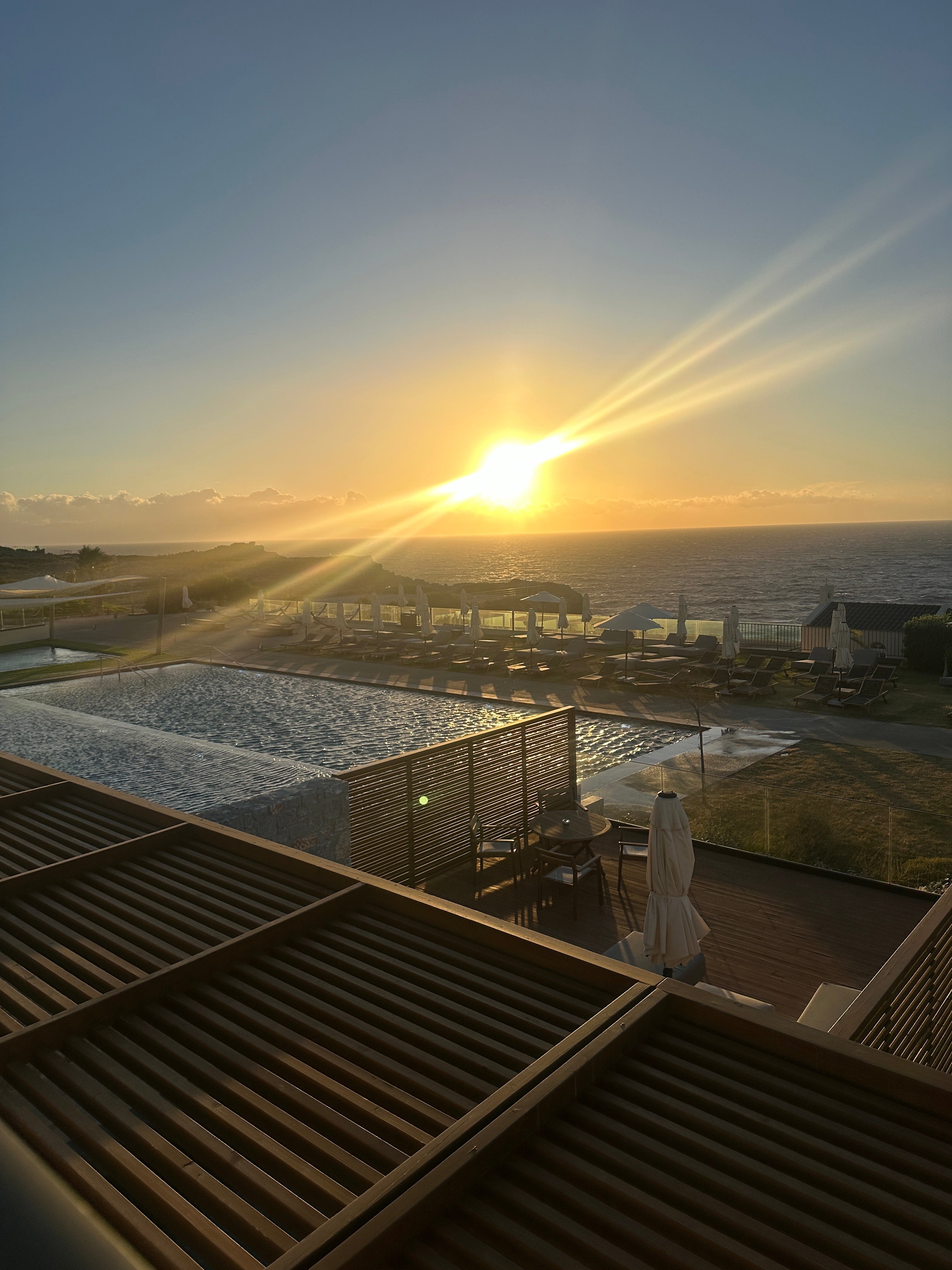 The view from the hotel at sunset