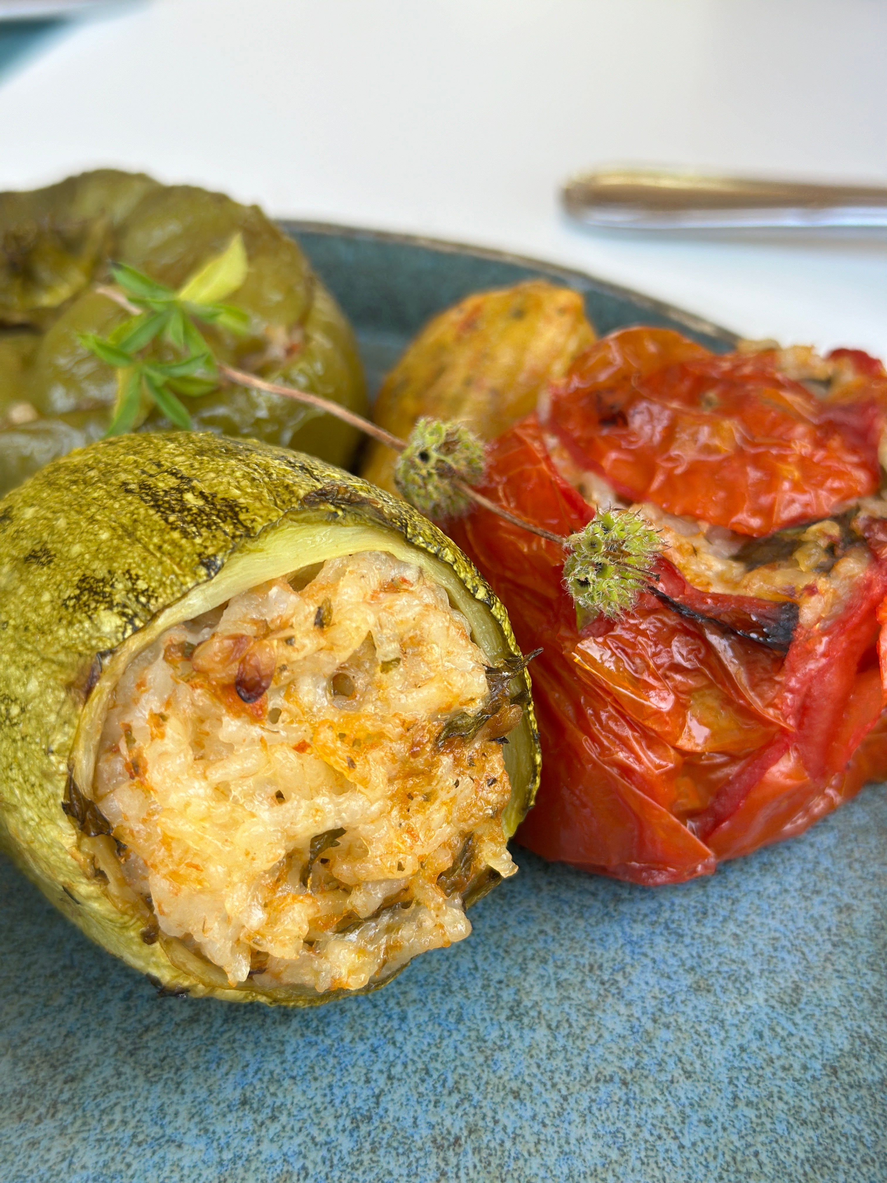 The food served at the restaurant at the Botanical Gardens of Crete