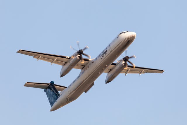 <p>A Porter Airlines flight takes off from Toronto. A 14-year-old was stranded after a Porter Airlines official removed her from the flight due to a weight imbalance</p>