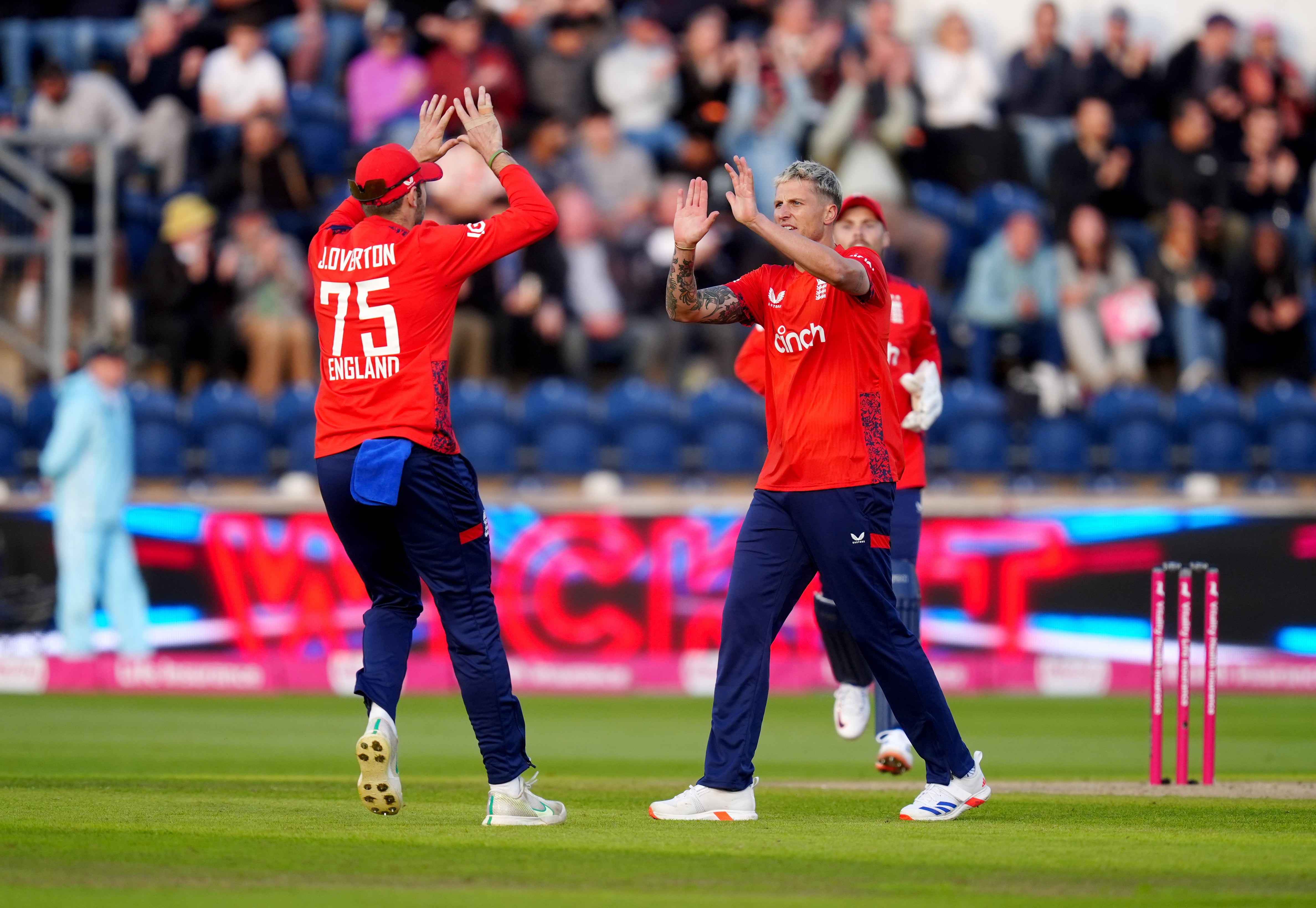 Brydon Carse, right, exceeded 90mph and took a couple of wickets (David Davies/PA)