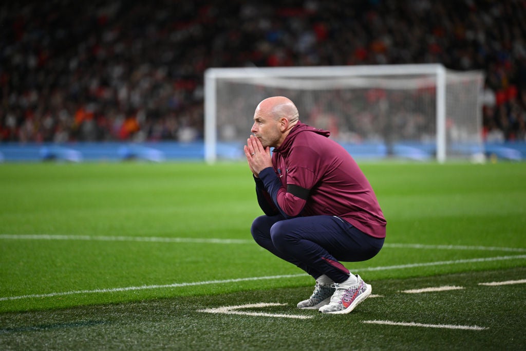 Lee Carsley watches ‘Cars-Ball’ in full motion at Wembley