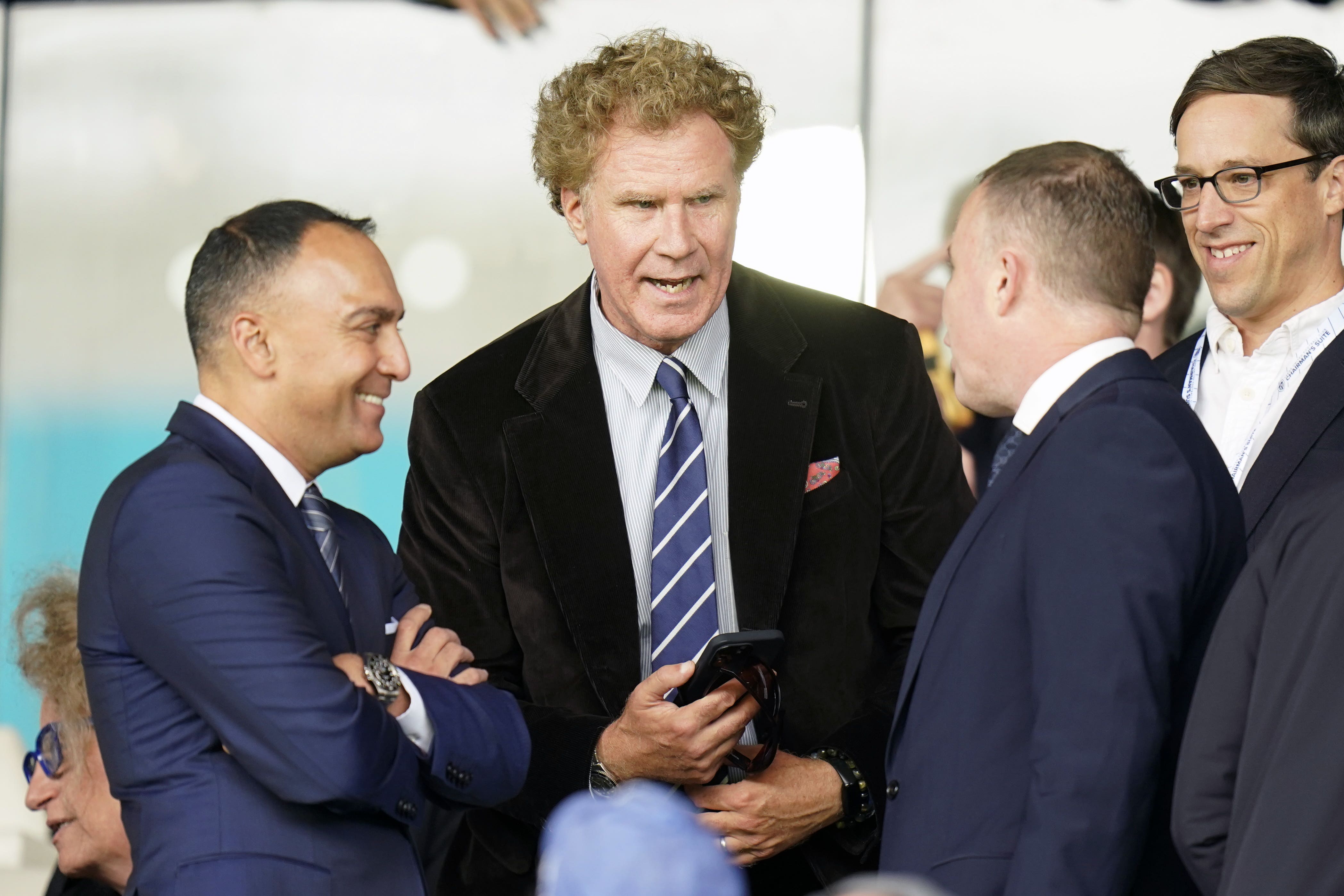 Will Ferrell (centre) was in the stands at Leeds on Saturday (Danny Lawson/PA)