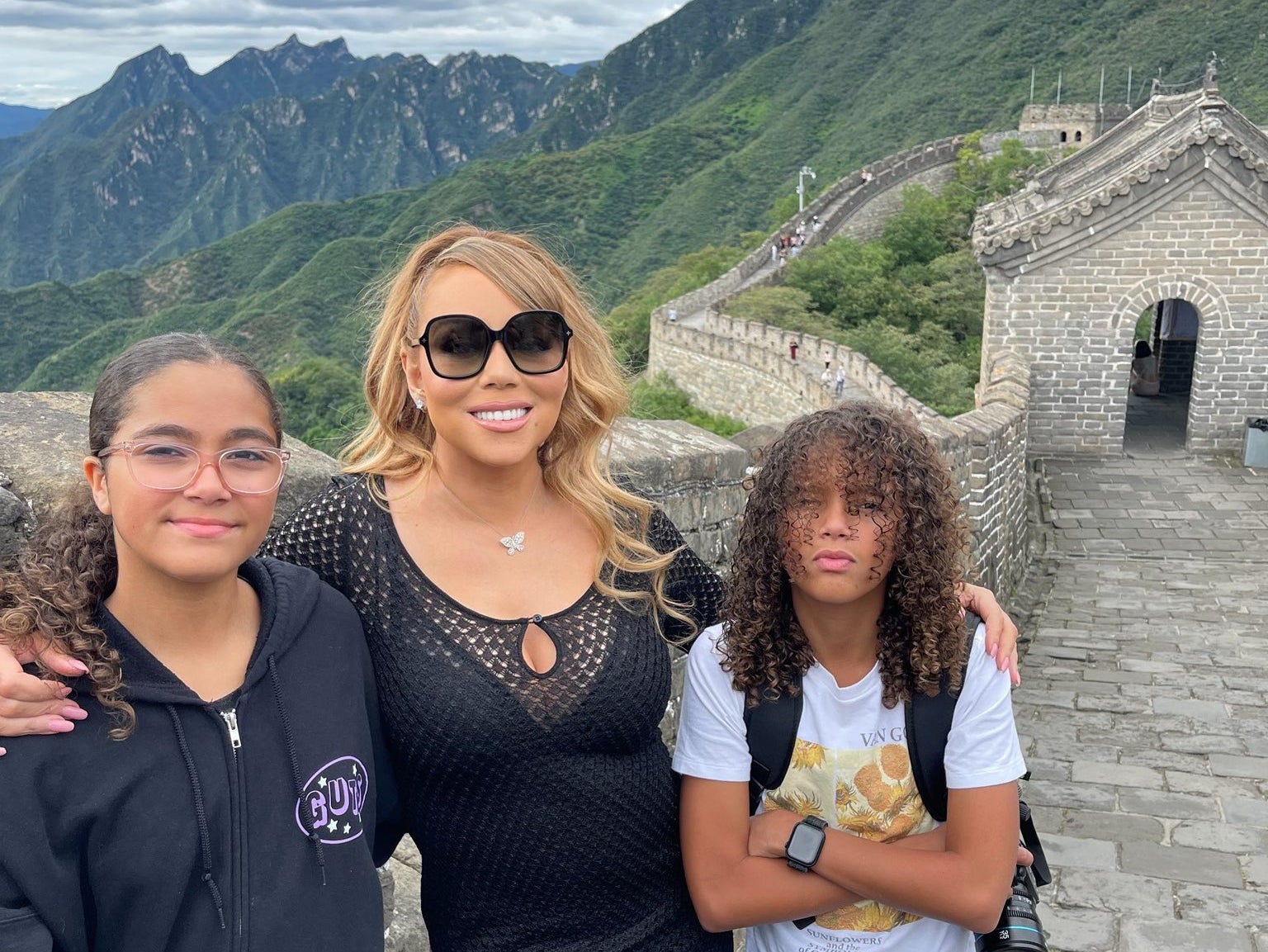 Singer took her children along for the hike