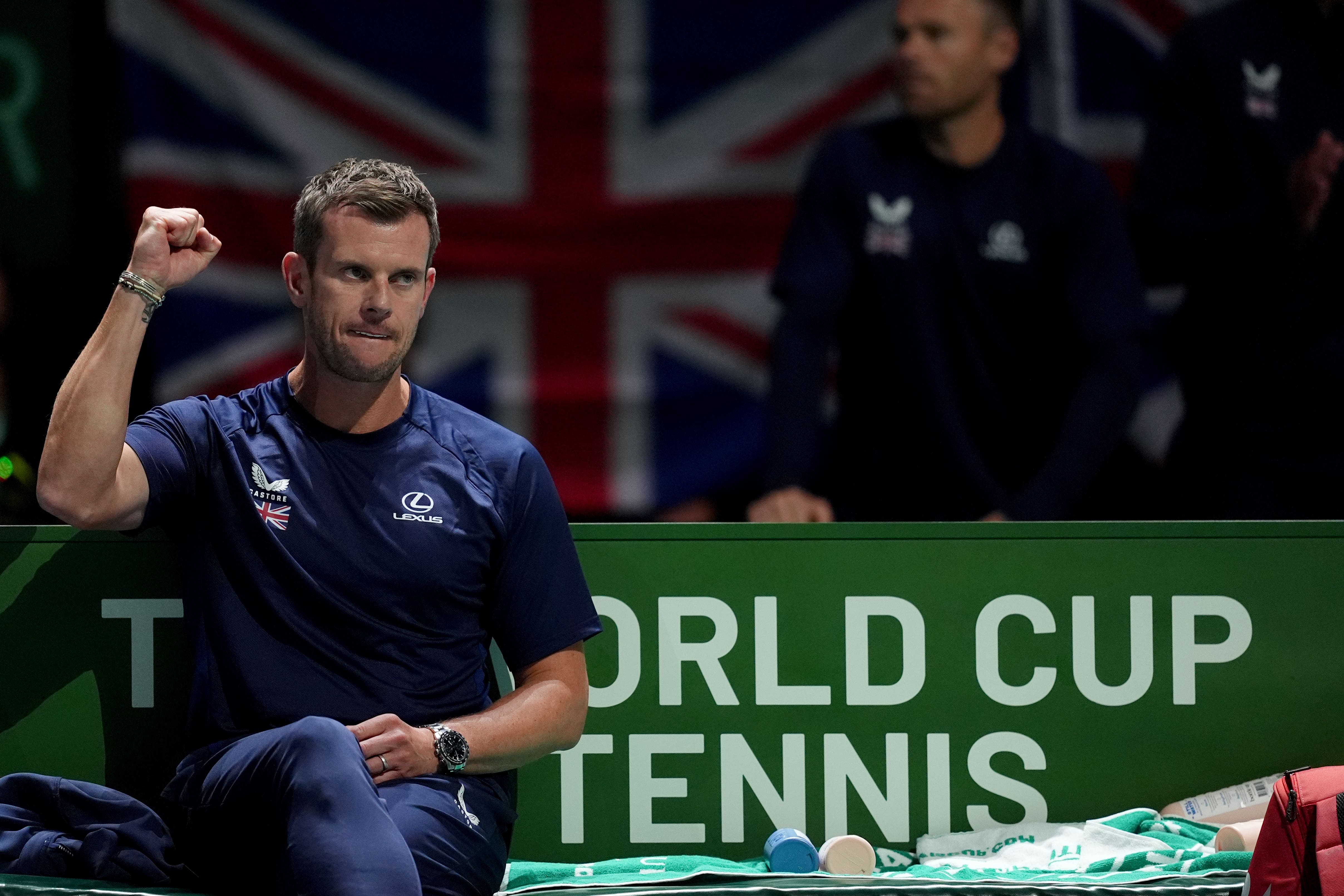 Leon Smith clenches his fist at the side of the court (Martin Rickett/PA)